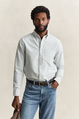 Striped Brushed Oxford Shirt - CLEAR SKY