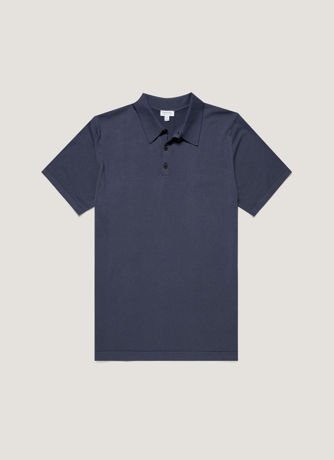 Men's Sea Island Cotton Knit Polo Shirt in Slate Blue