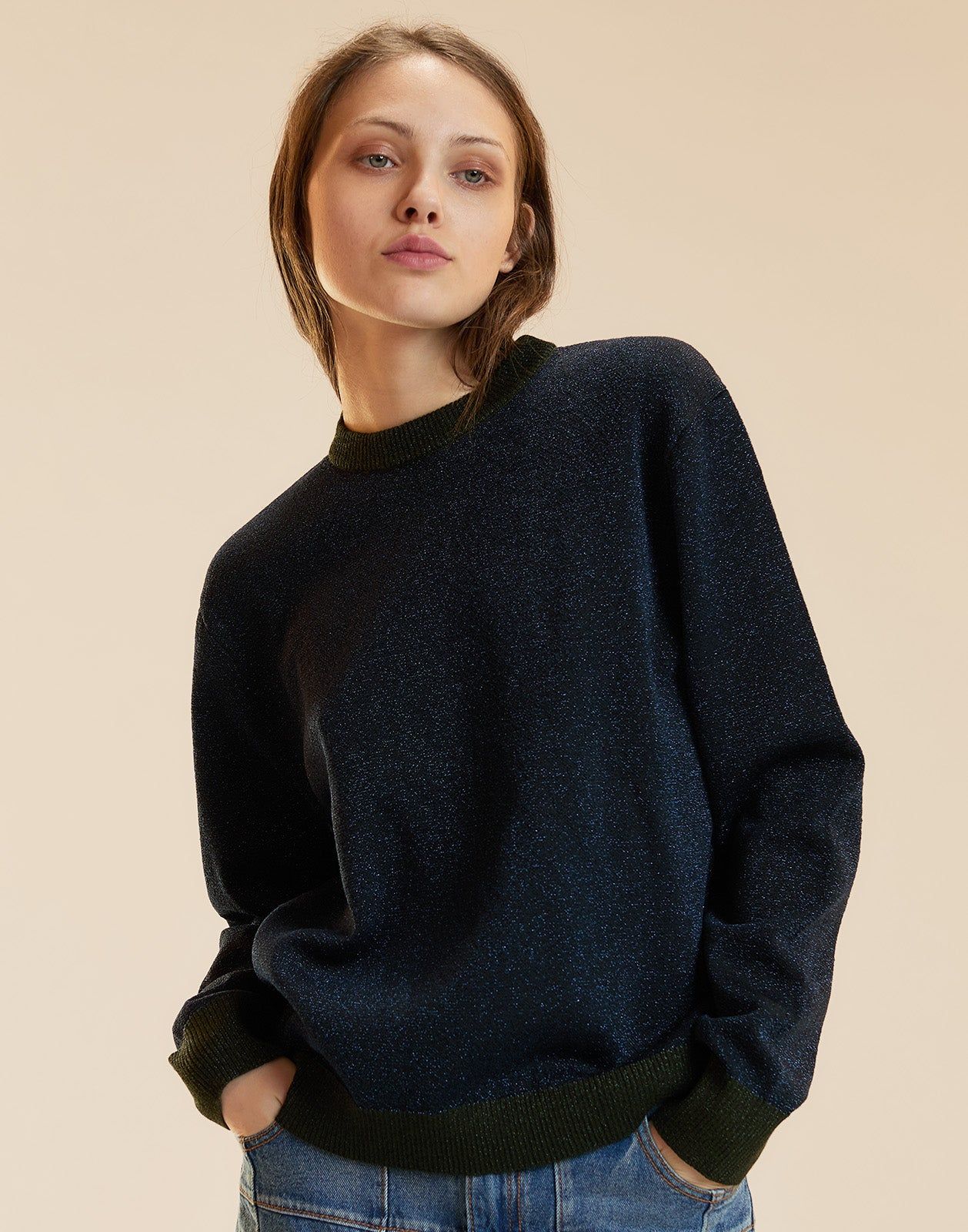 Metallic Knit Crewneck