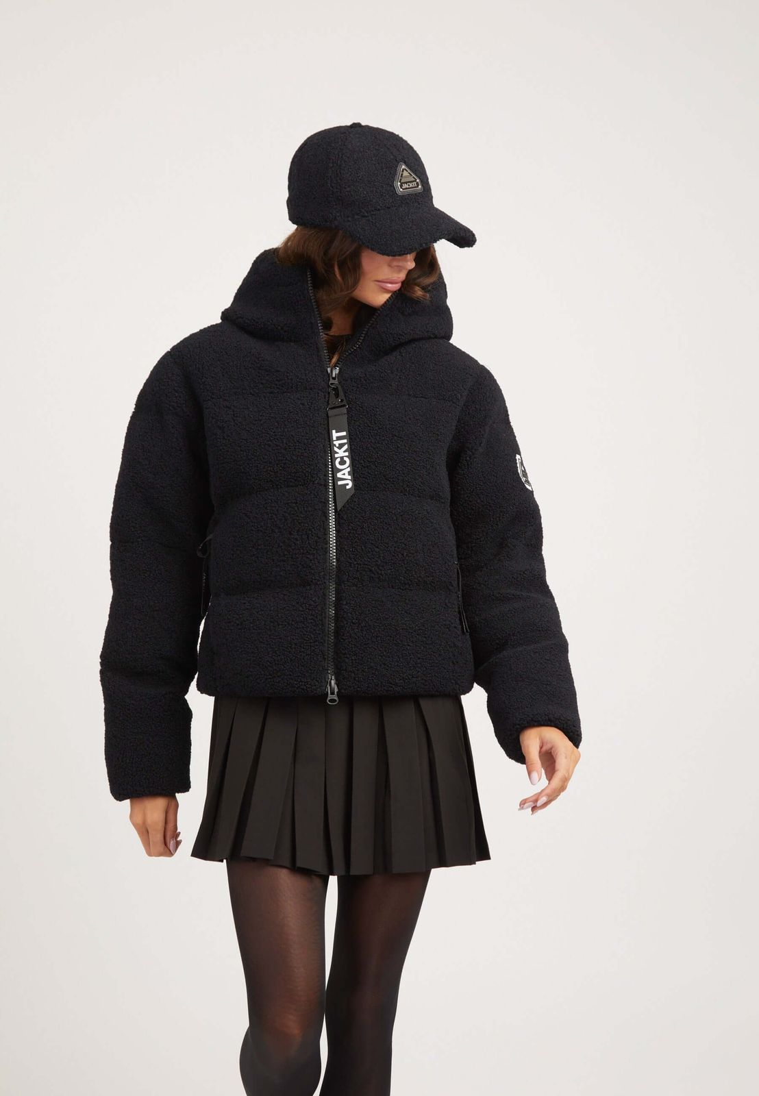 EZ Sherpa Cropped Jacket Black