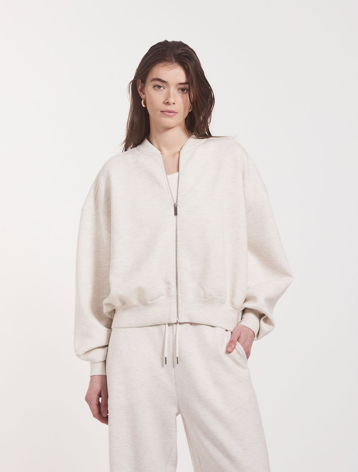 Classic Lounge Zip Jacket in Oatmeal Marl
