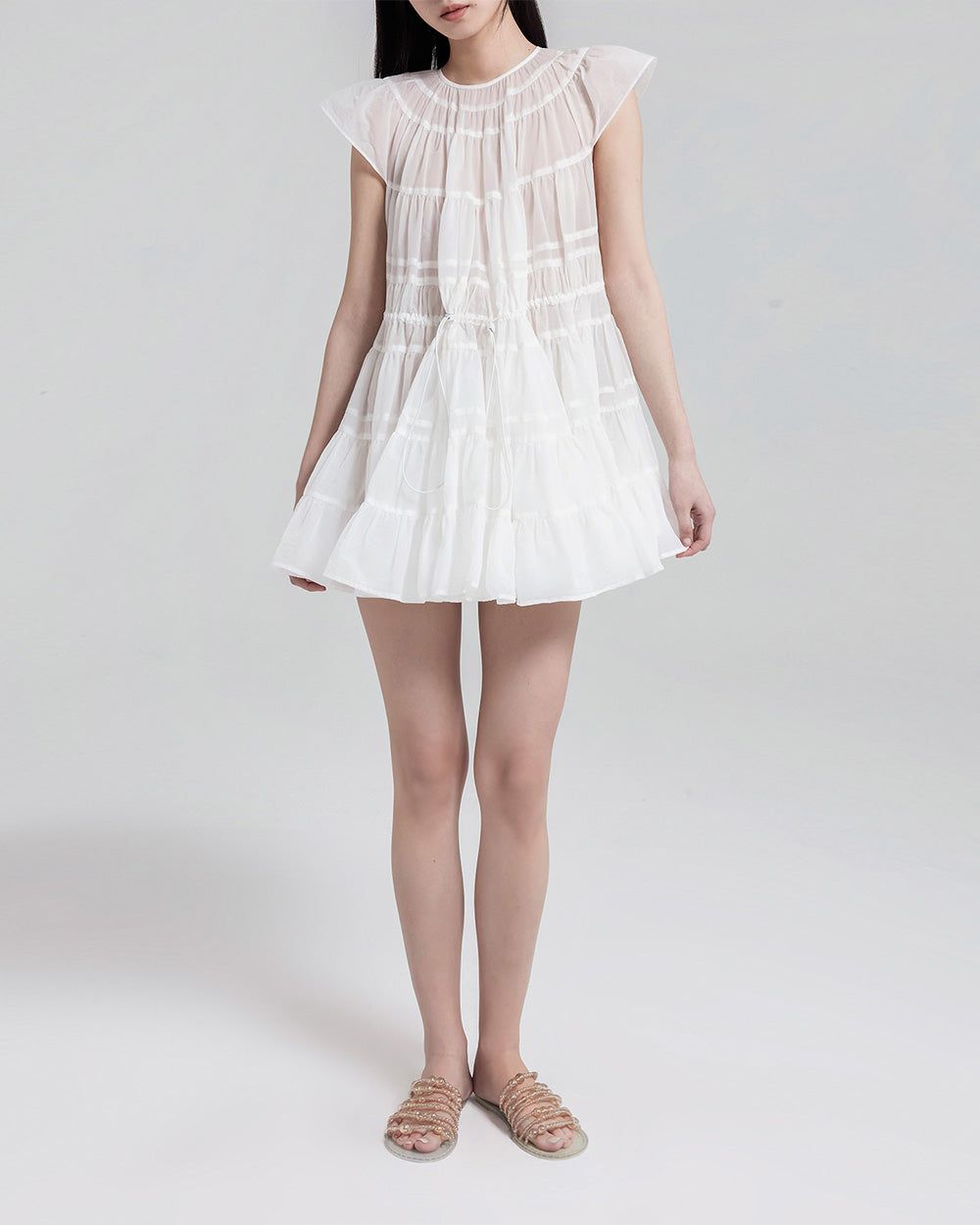 White A Line Mini Tie Dress