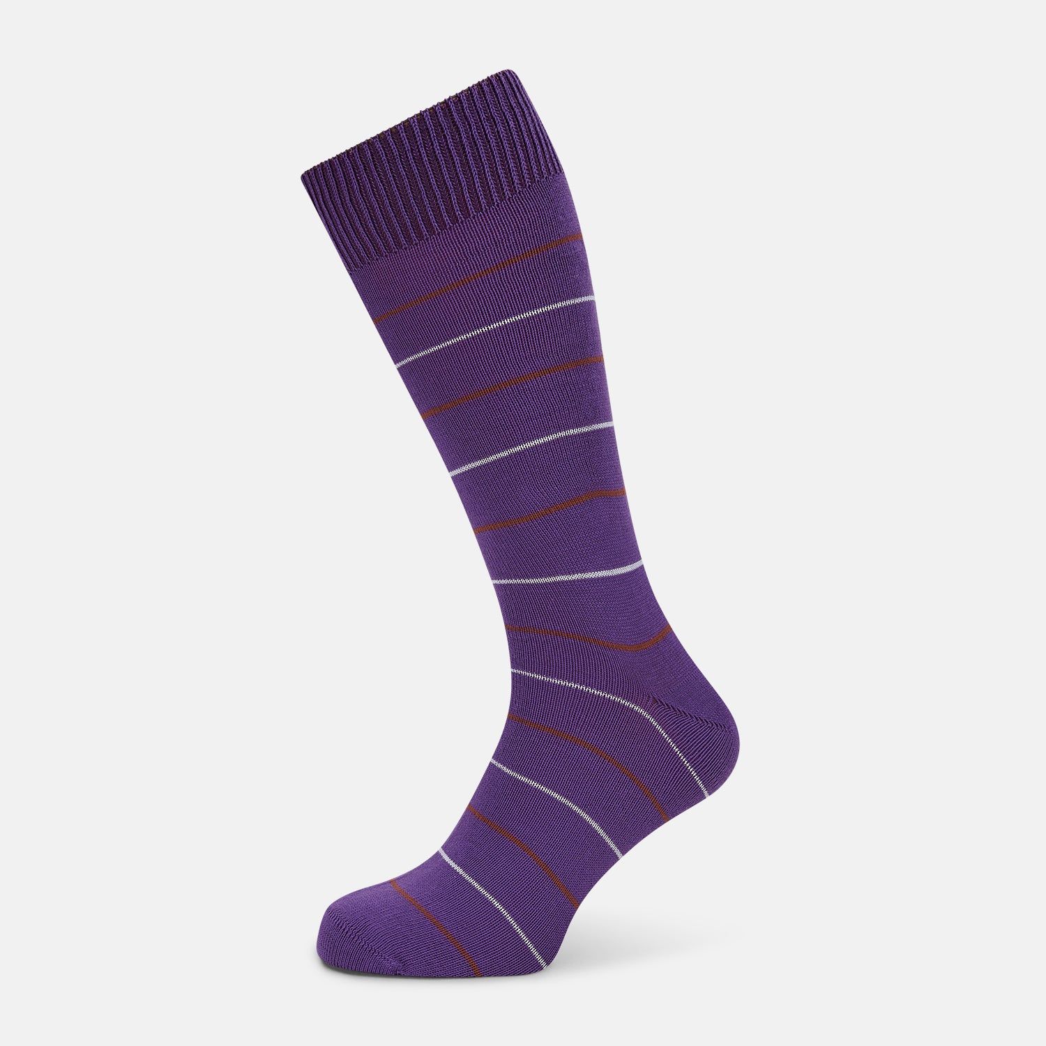 Purple Striped Mid-Length Socks