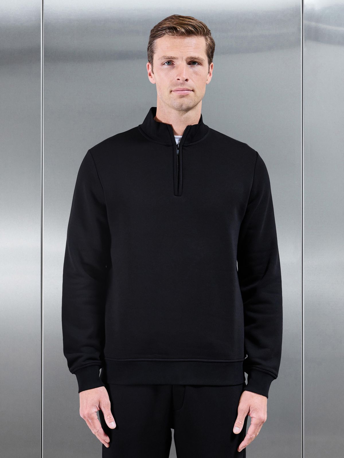 Essential Slim Half Zip in Black