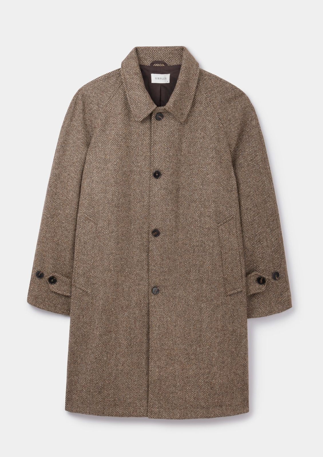 Walnut British Wool Herringbone Overcoat
