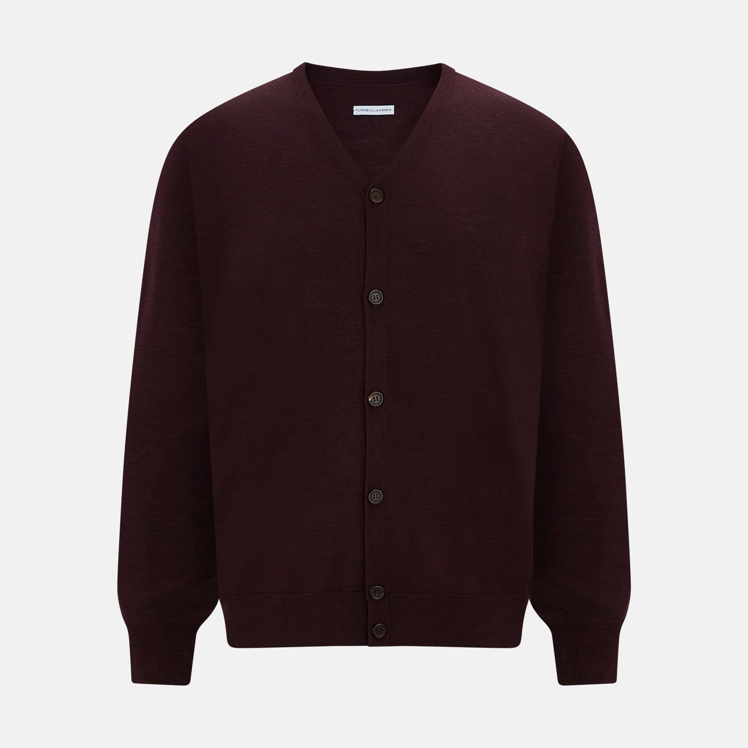 Burgundy Fine Merino V-Neck Cardigan