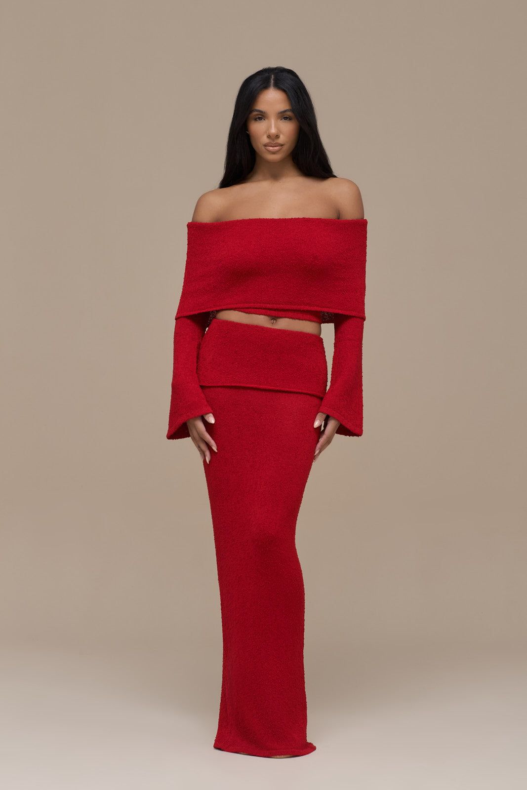 YASMIN BOUCLE KNIT CO-ORD | RED