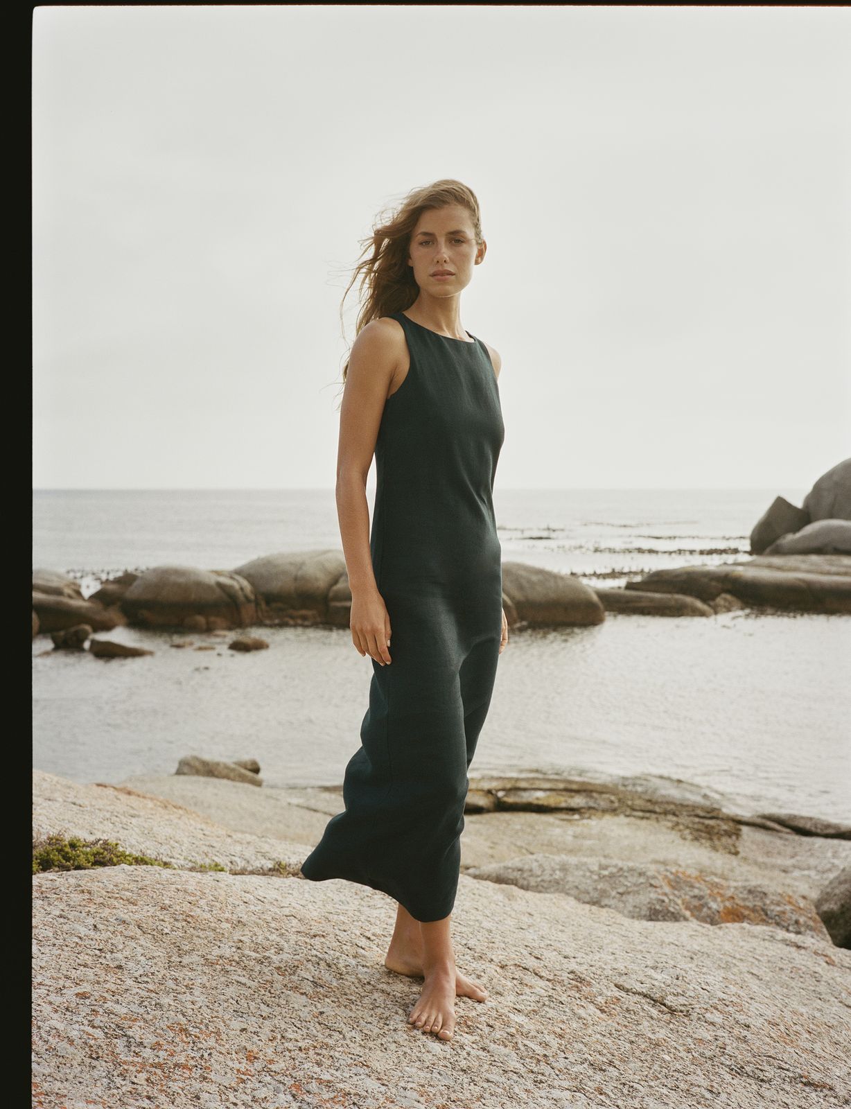Birley Dress: Linen, Navy