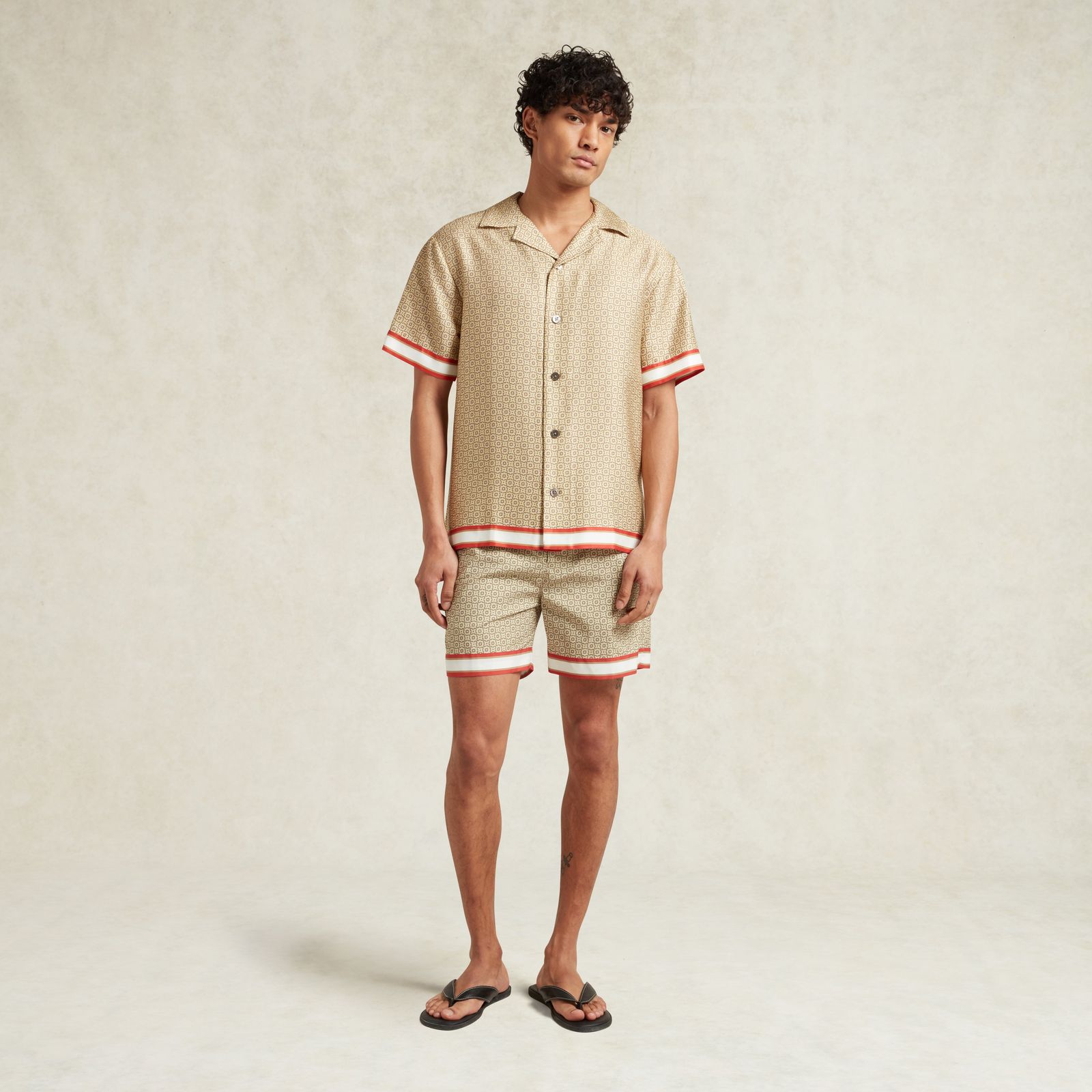 RAMON GEO PRINT TENCEL VALBONNE SHIRT - GOLD