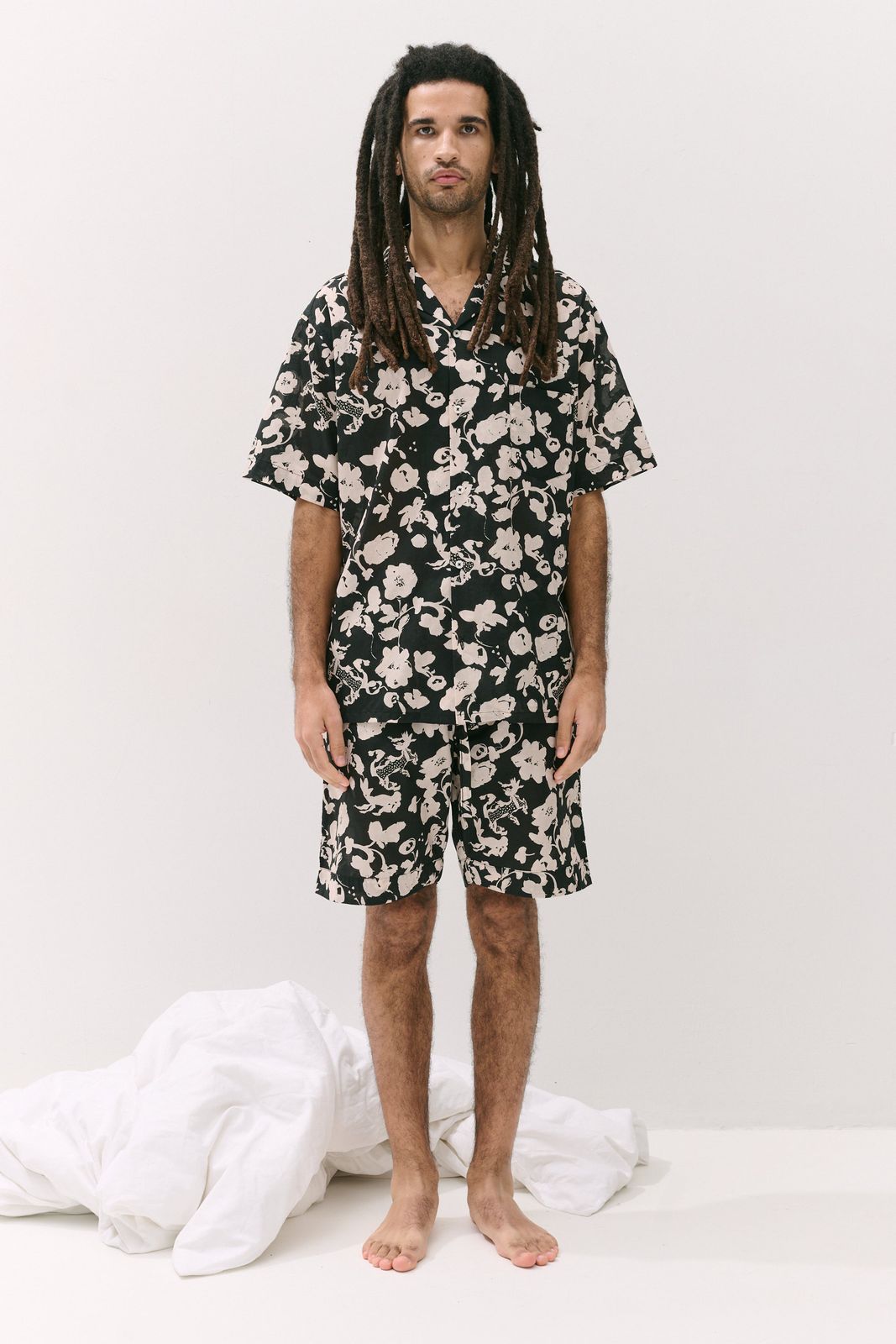 Men’s Cuban Pyjama Set Bunny Black/Cream