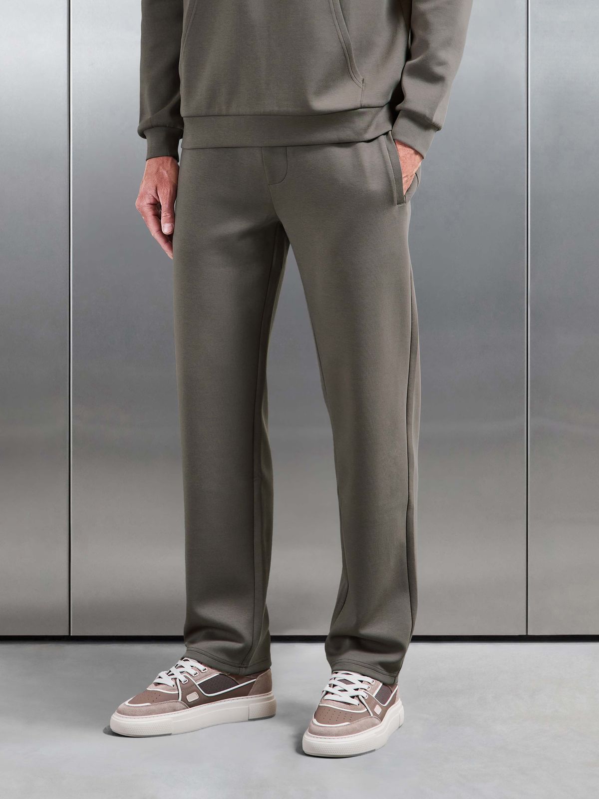 Interlock Jersey Straight Leg Jogger in Taupe