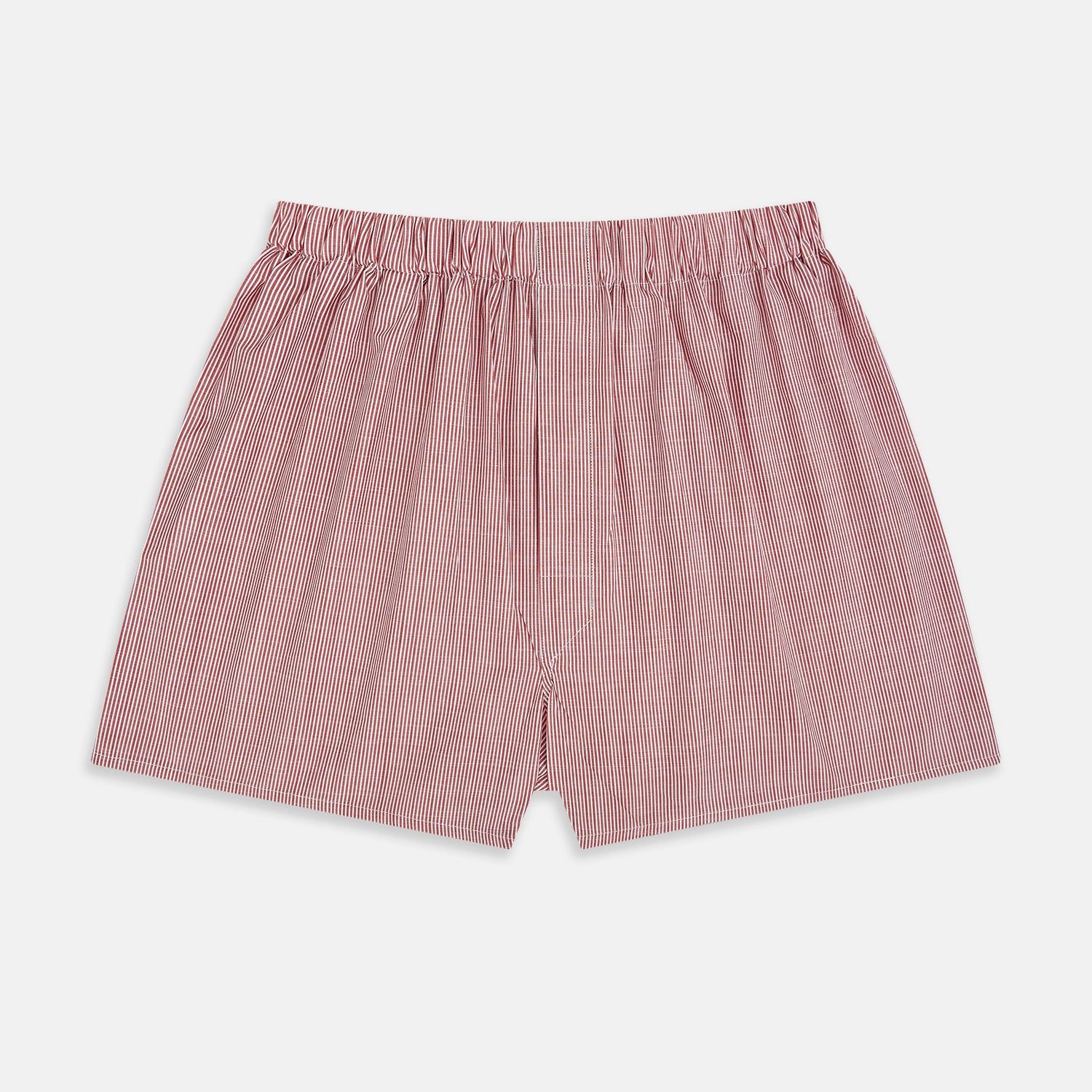 Red Fine Bengal Stripe Godfrey Boxer Shorts