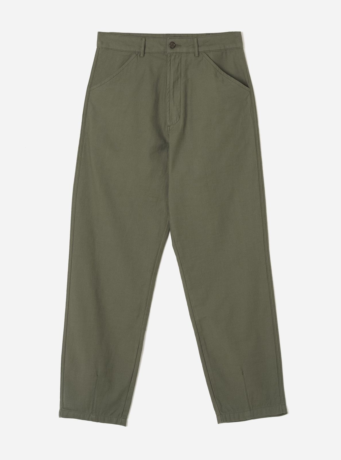 Olive Slub Sateen Utility Pant