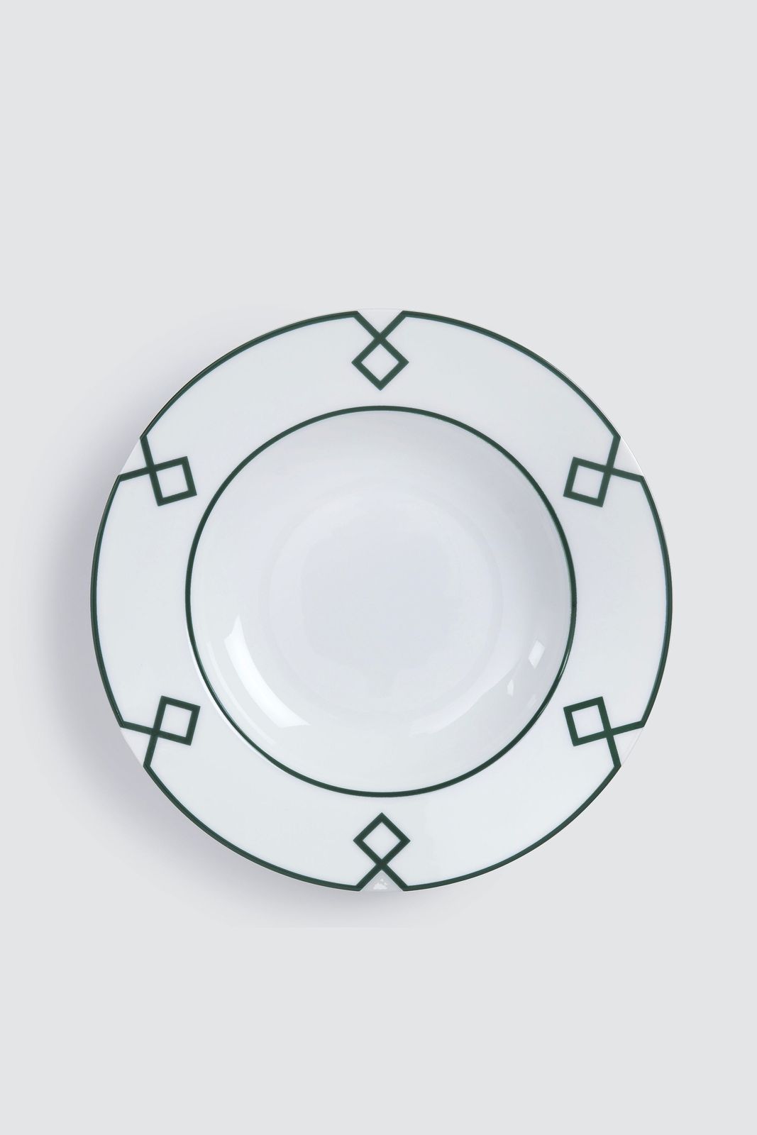 Naples Soup Bowl with Green Geometric Border