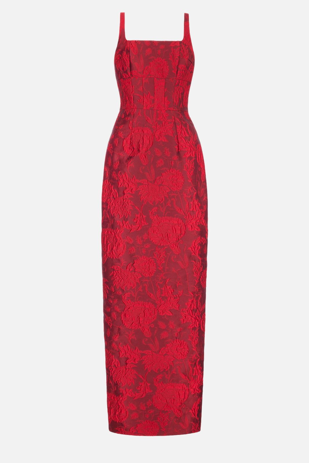 Megara Dress in Red Floral Cloque
