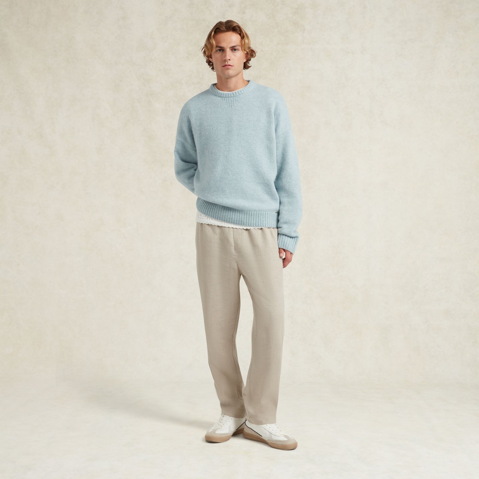 Crew Neck Alpaca Blend Jumper - Powder Blue