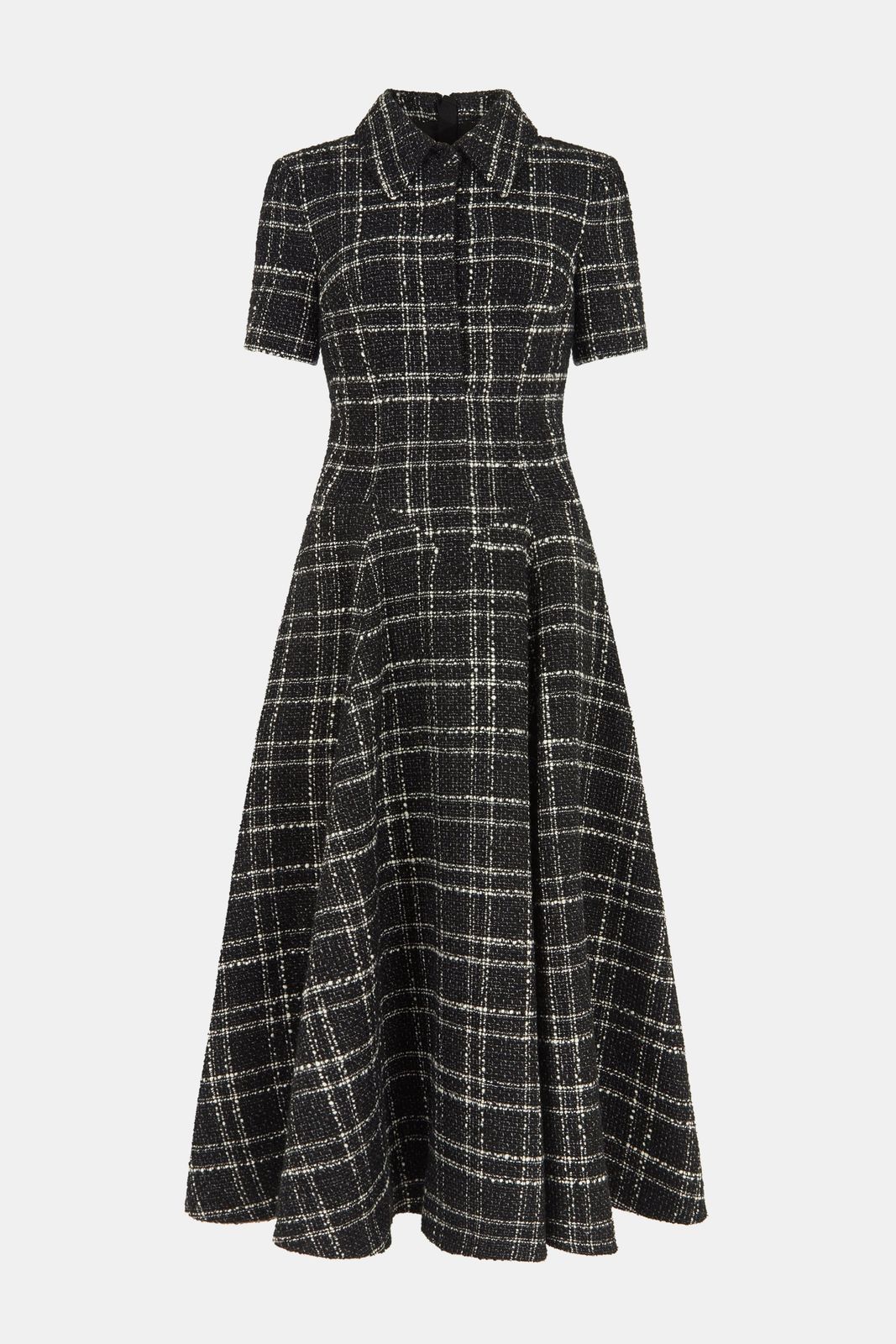 Jody Dress In White Check On Grey Check Boucle