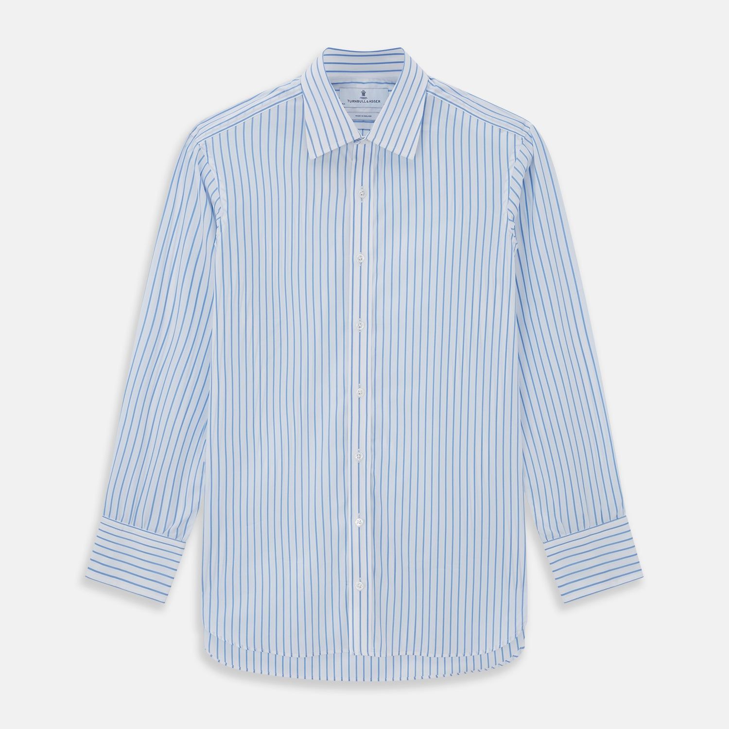 WHITE & BLUE STRIPE COTTON REGULAR FIT SHIRT
