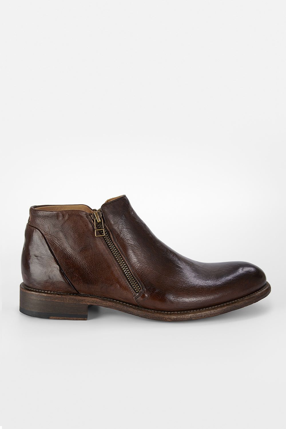 KNIGHTON noble-brown double-zip low ankle boots.