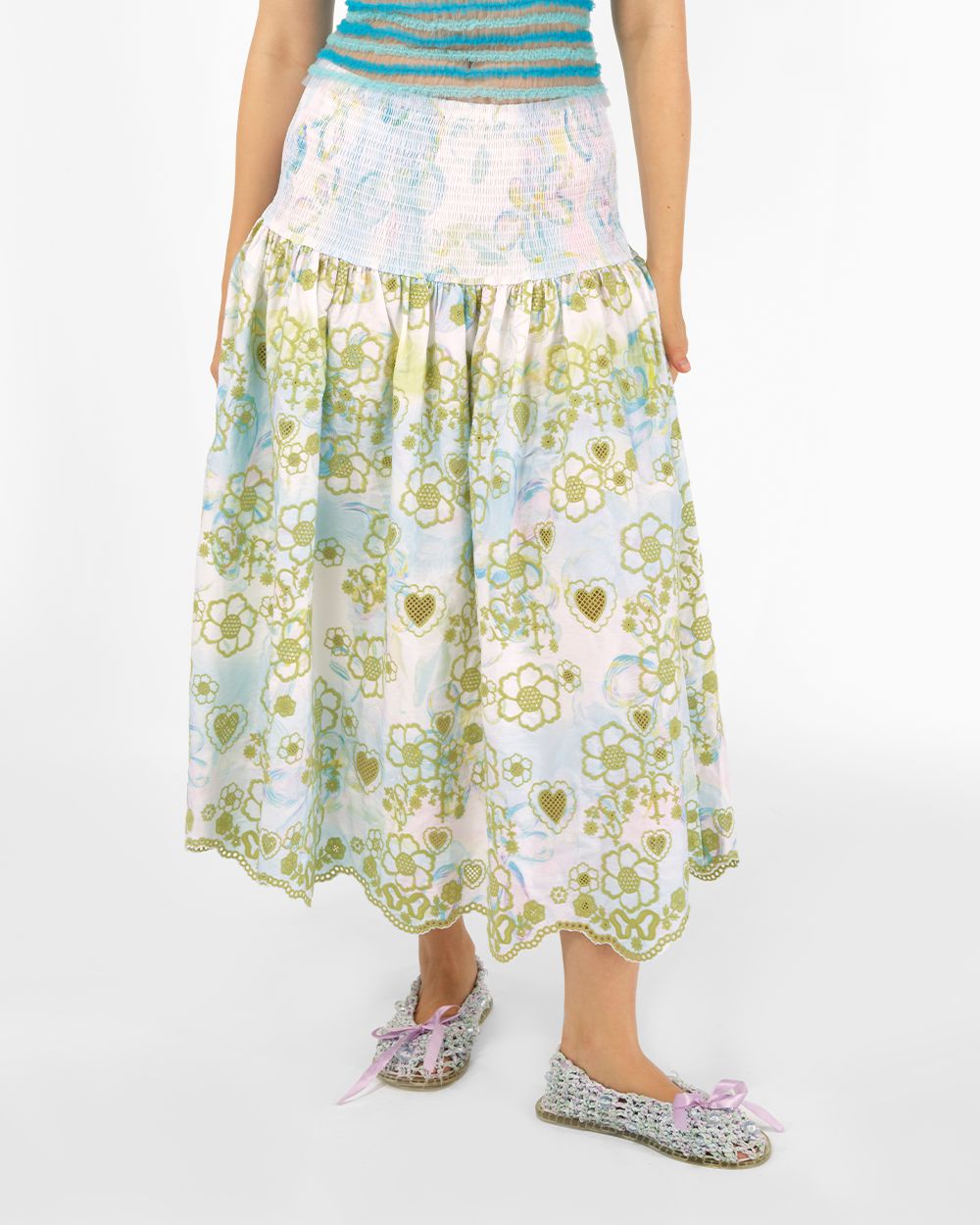 BRODERIE ANGLAISE GATHERED SKIRT