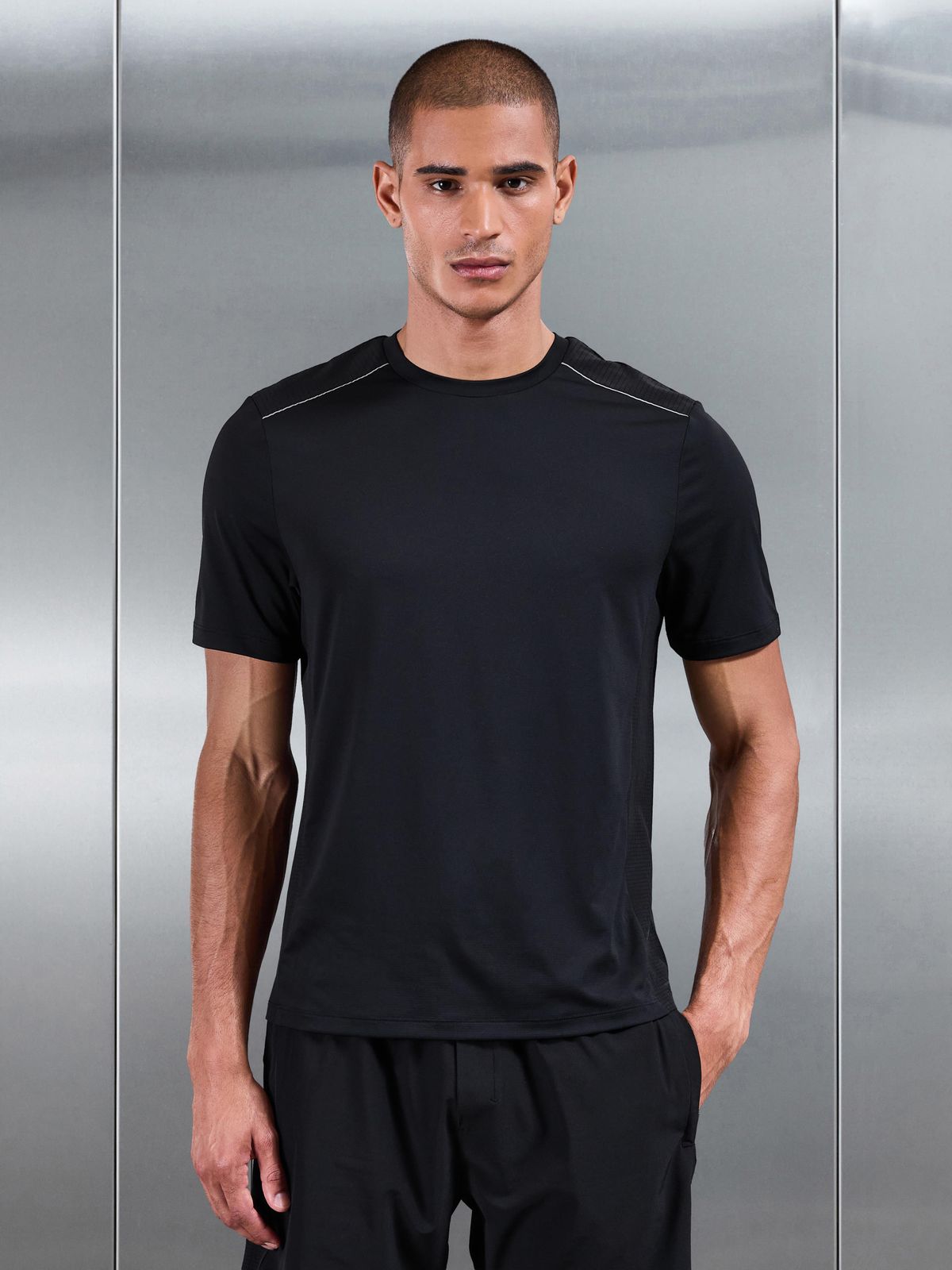 Hybrid Mesh T-Shirt in Black