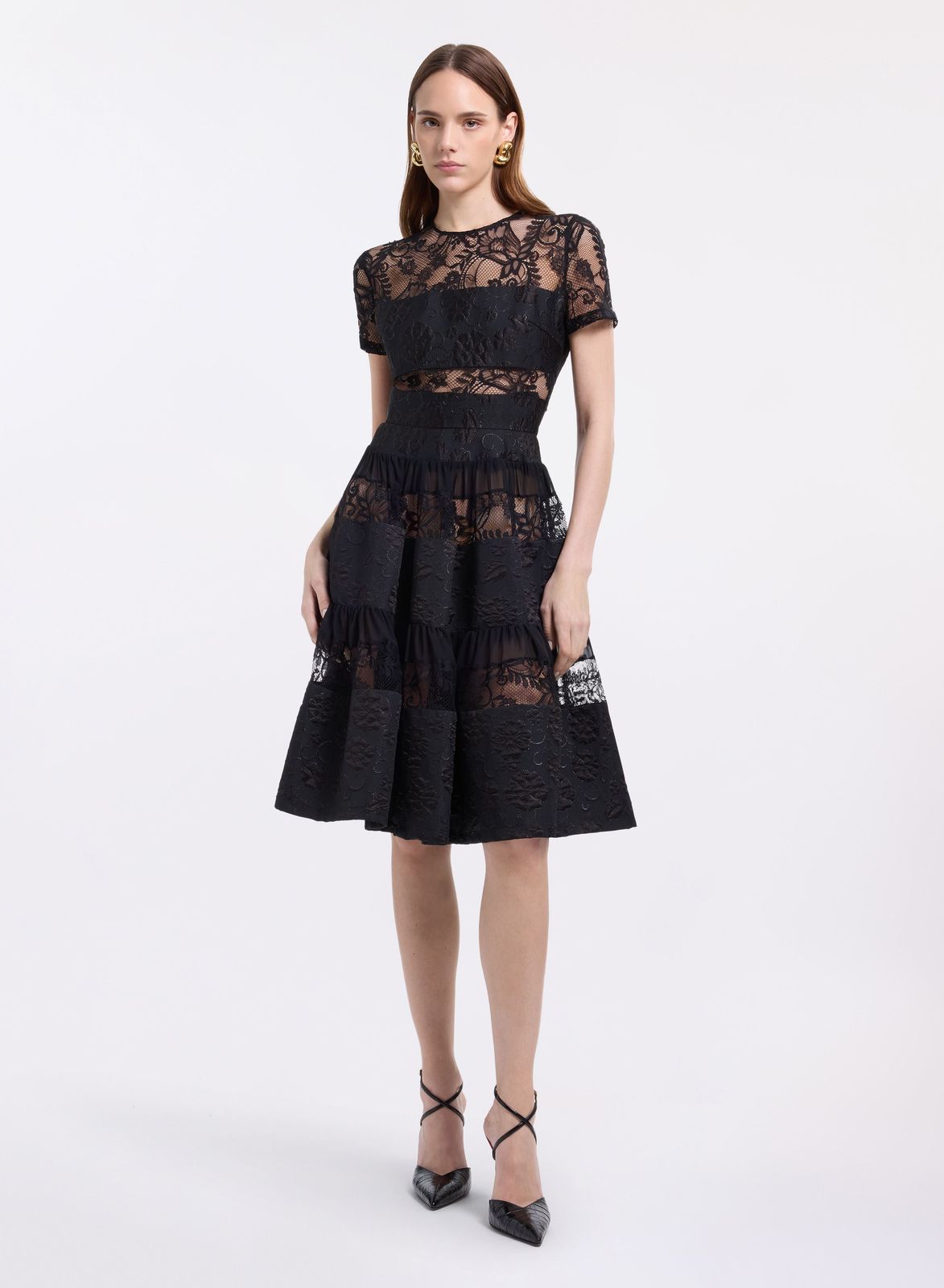 Brocade & Lace Midi Dress