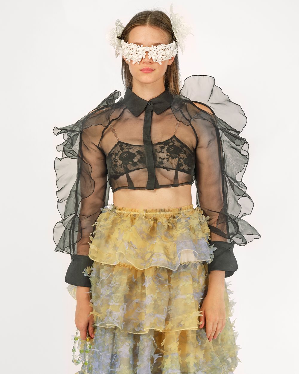RUFFLED CROPPED SHIRT