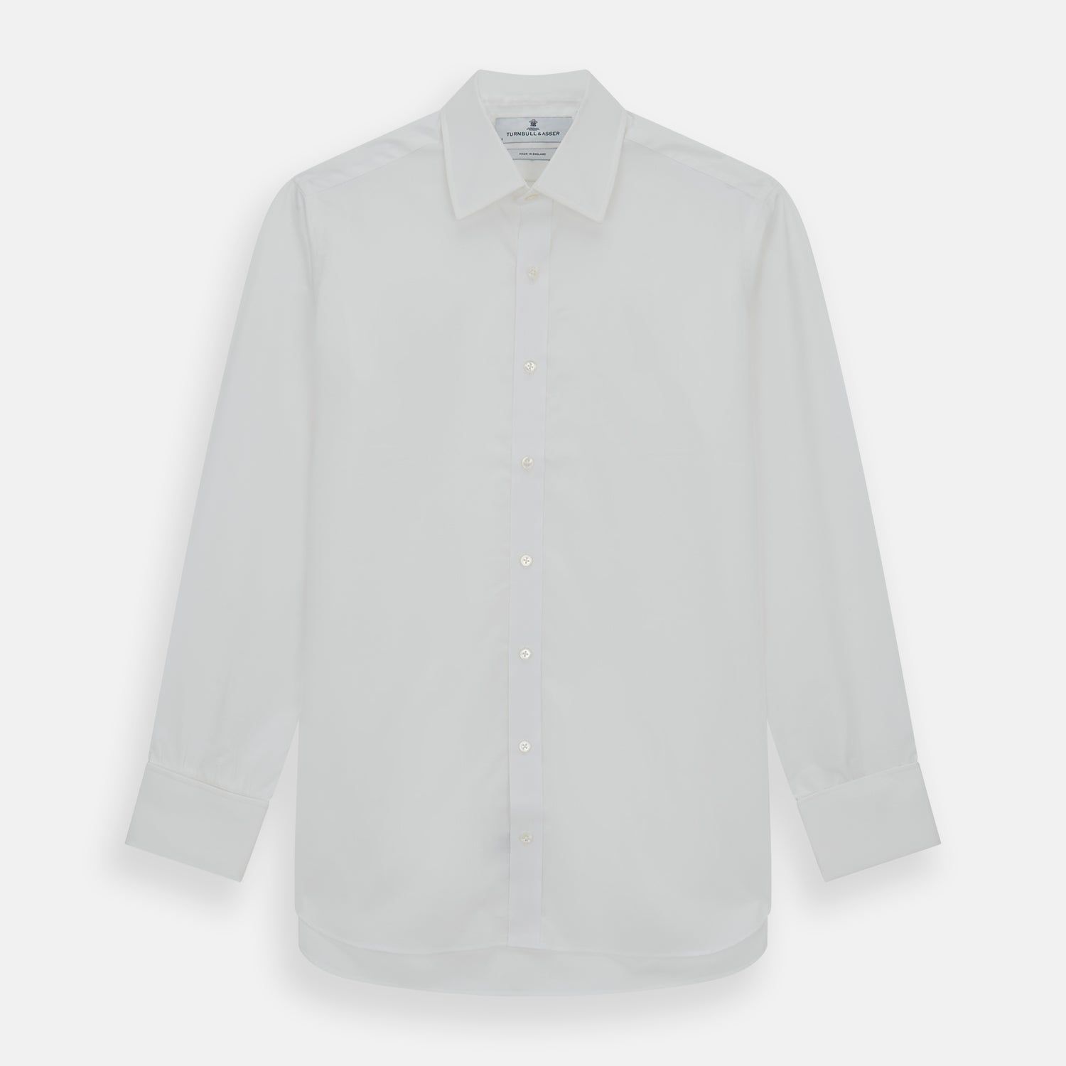 Plain White Cotton Shirt with T&A Collar and Double Cuffs