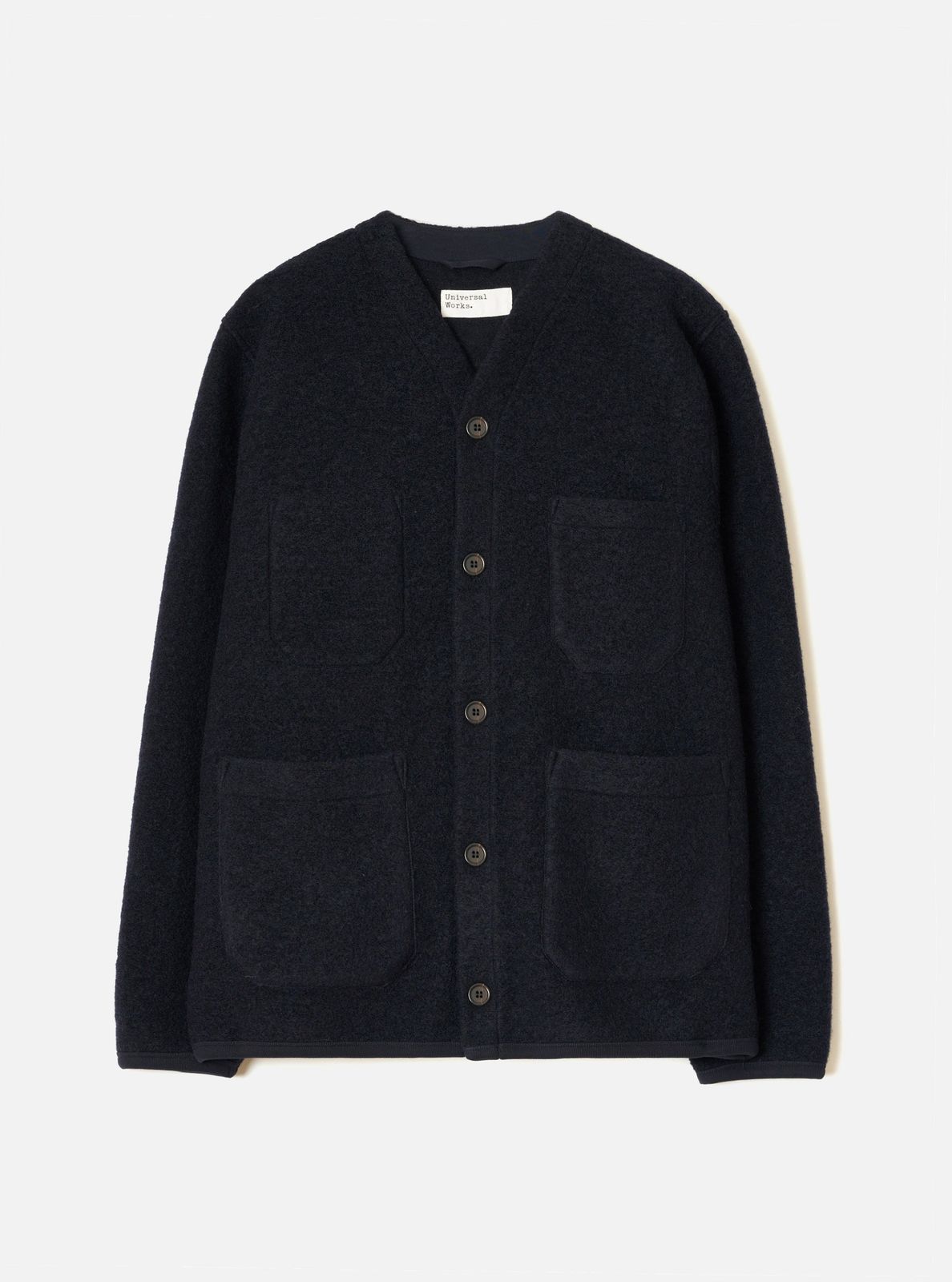Navy Wool Fleece Cardigan