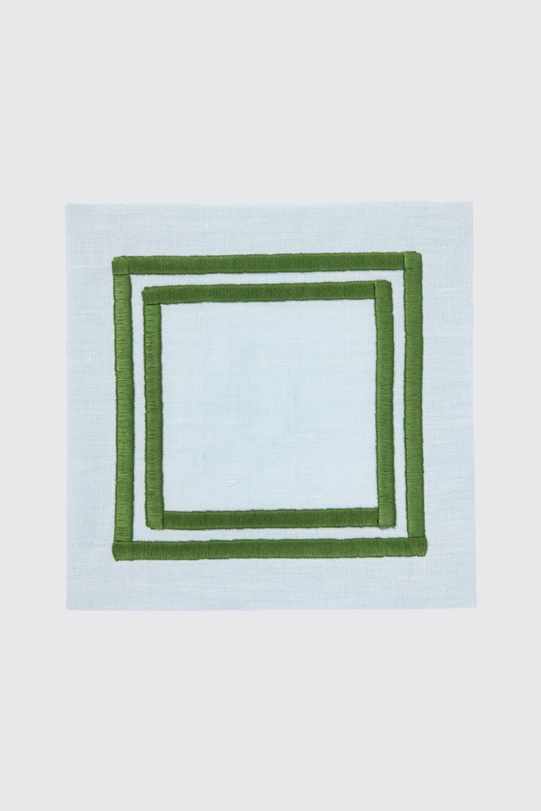 Set of 4 Como Cocktail Napkins in Plume & Green Linen