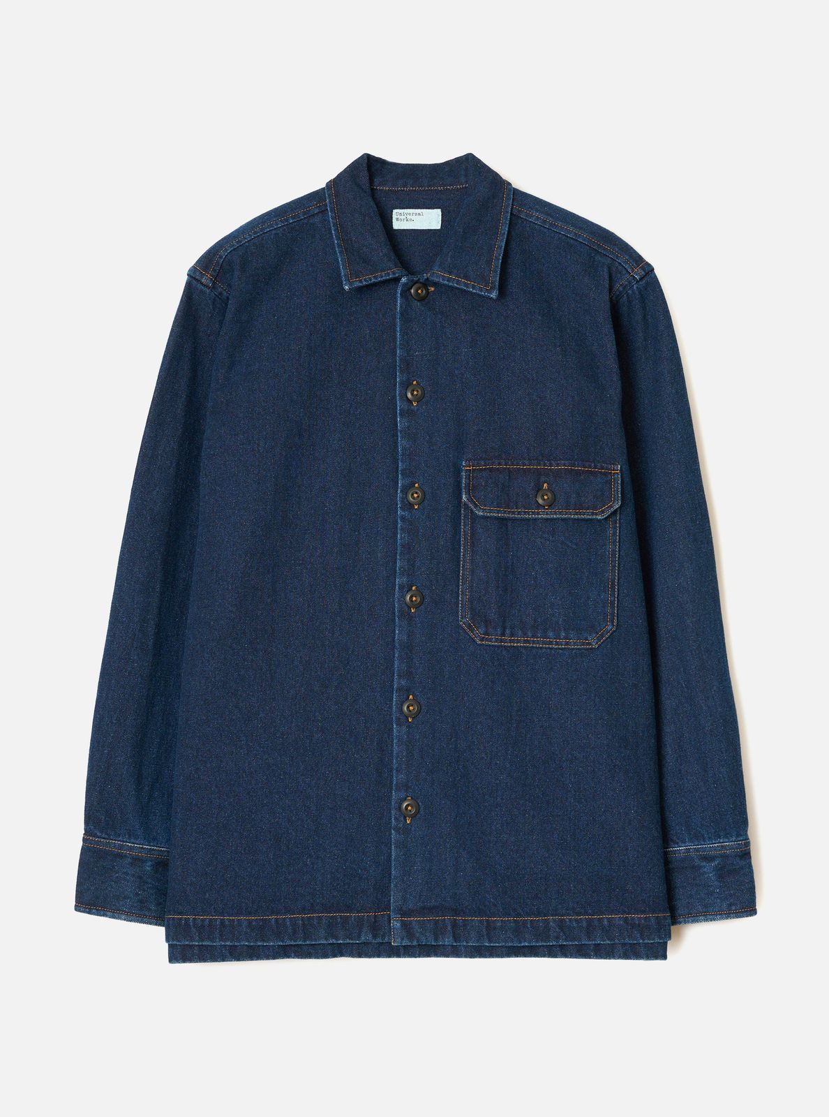 Indigo Contrast Stitch Work Denim Fatigue Shirt