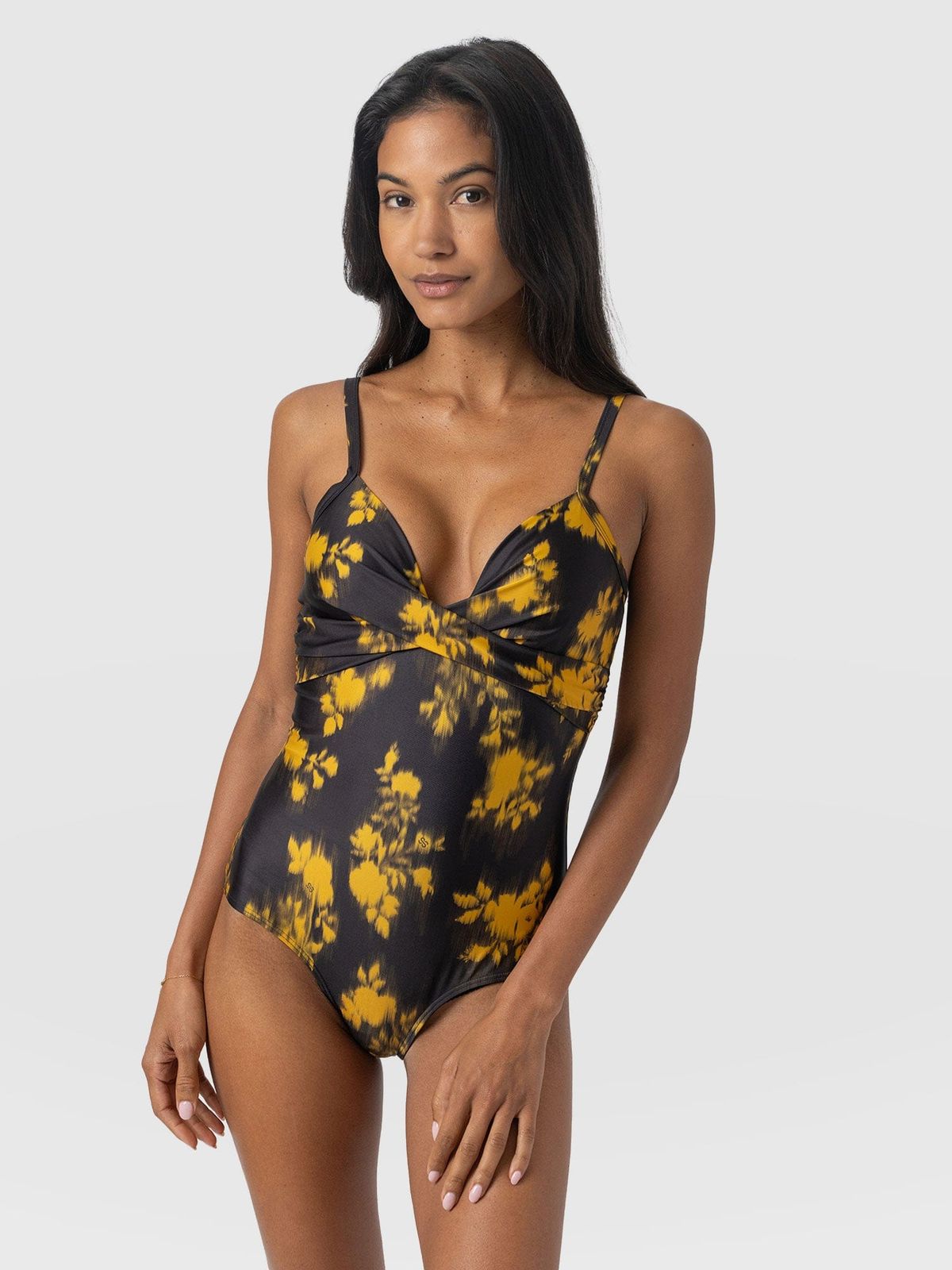 Riley Cross Front Swimsuit - Yellow Fade Floral