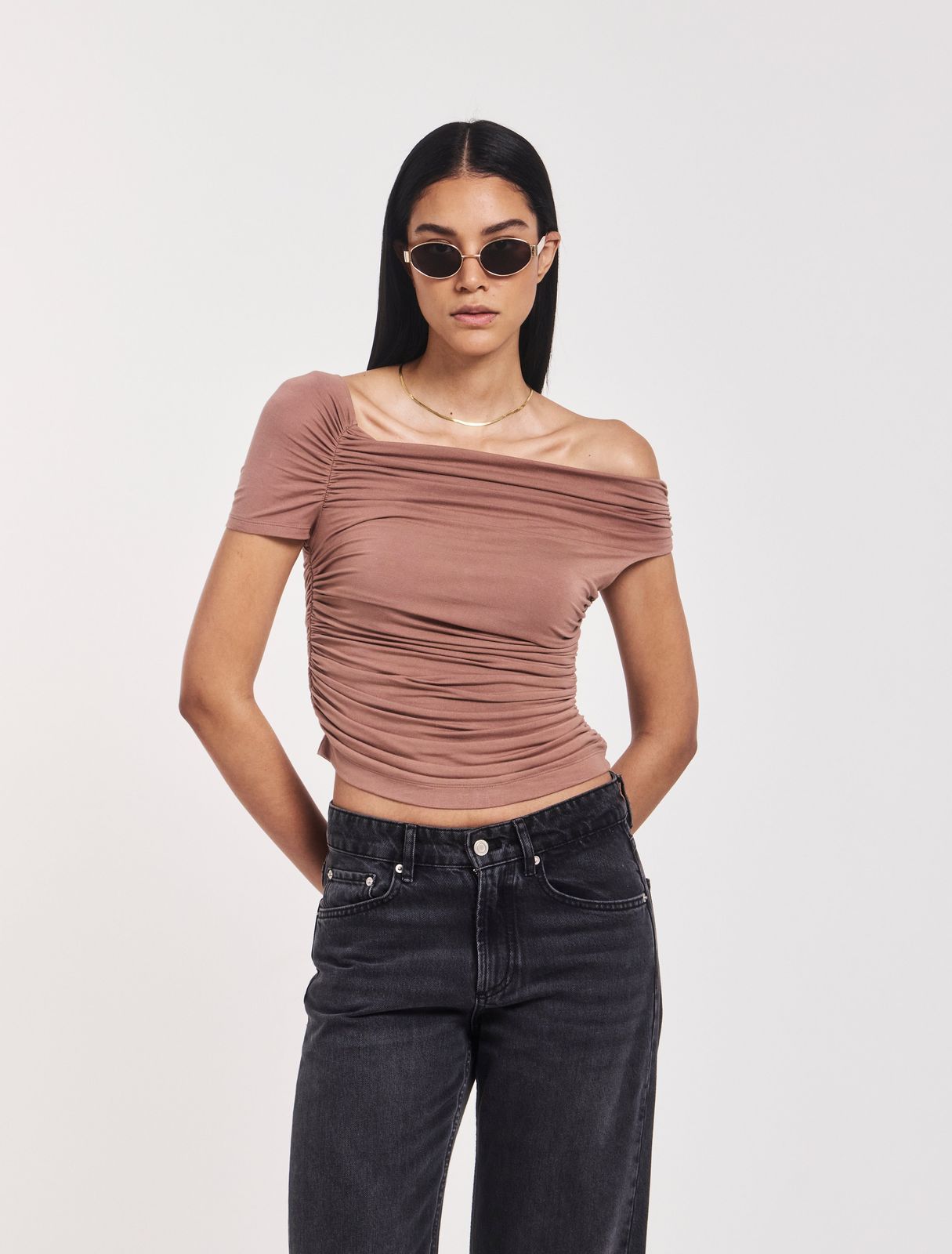 Katie Ruched Top In Sandalwood