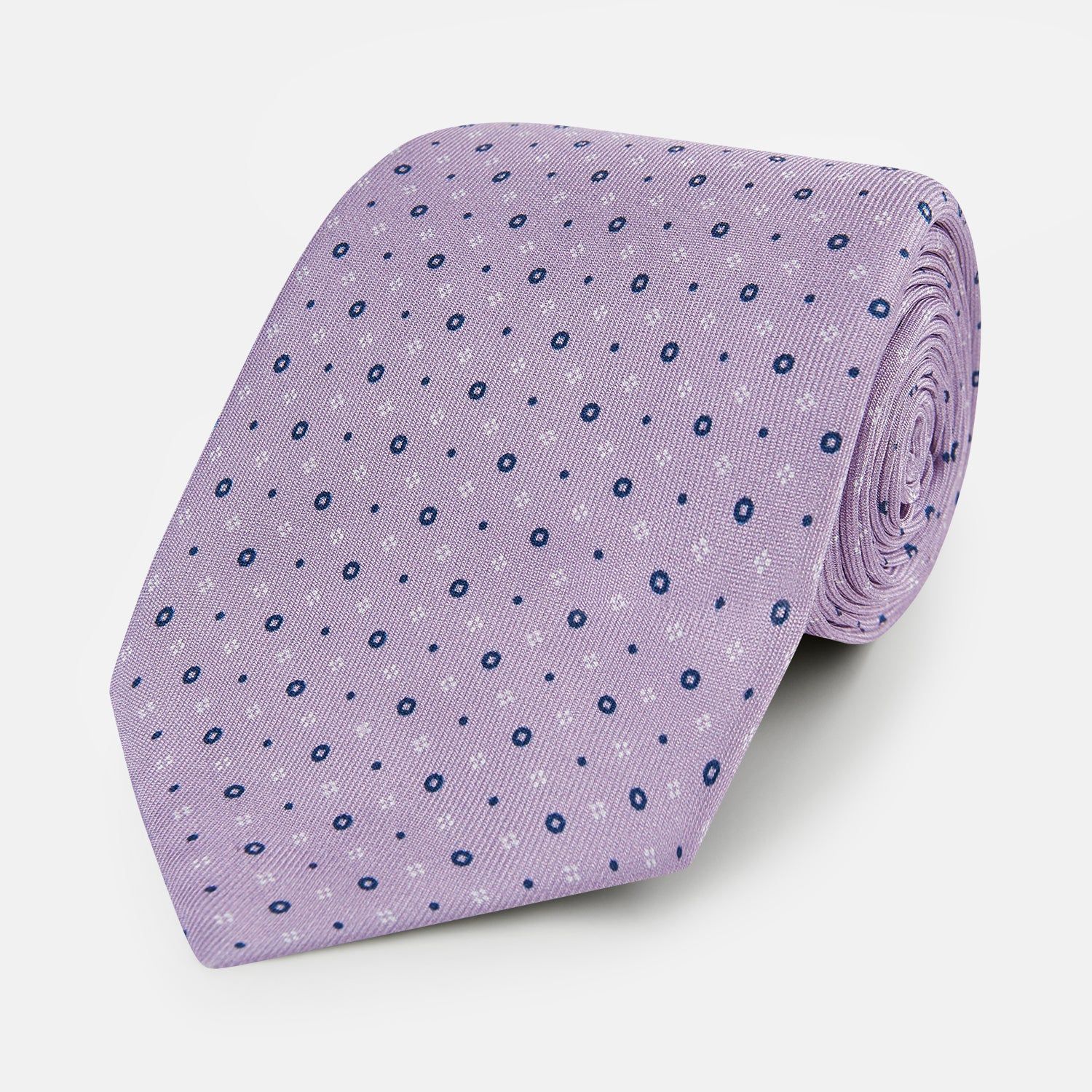 Lilac Geometric Pin-Dot Printed Silk Tie
