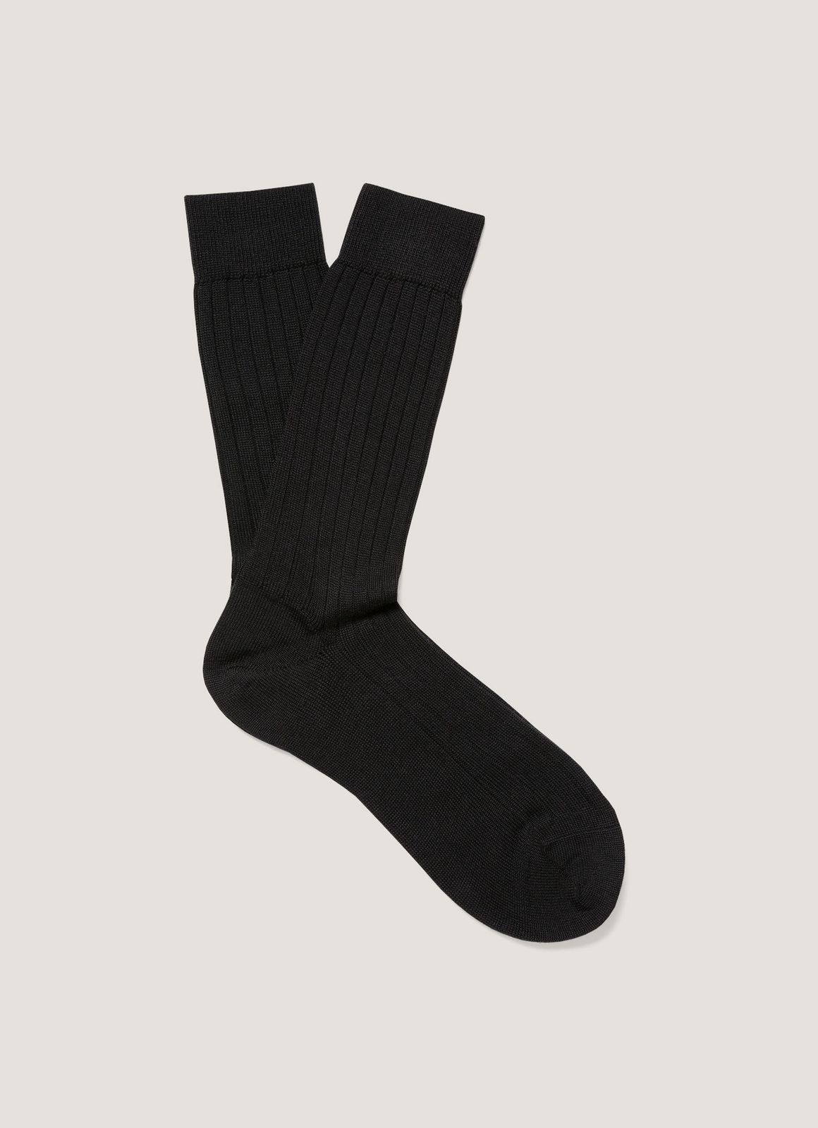 Men's Merino Wool Ribbed Socks in Black