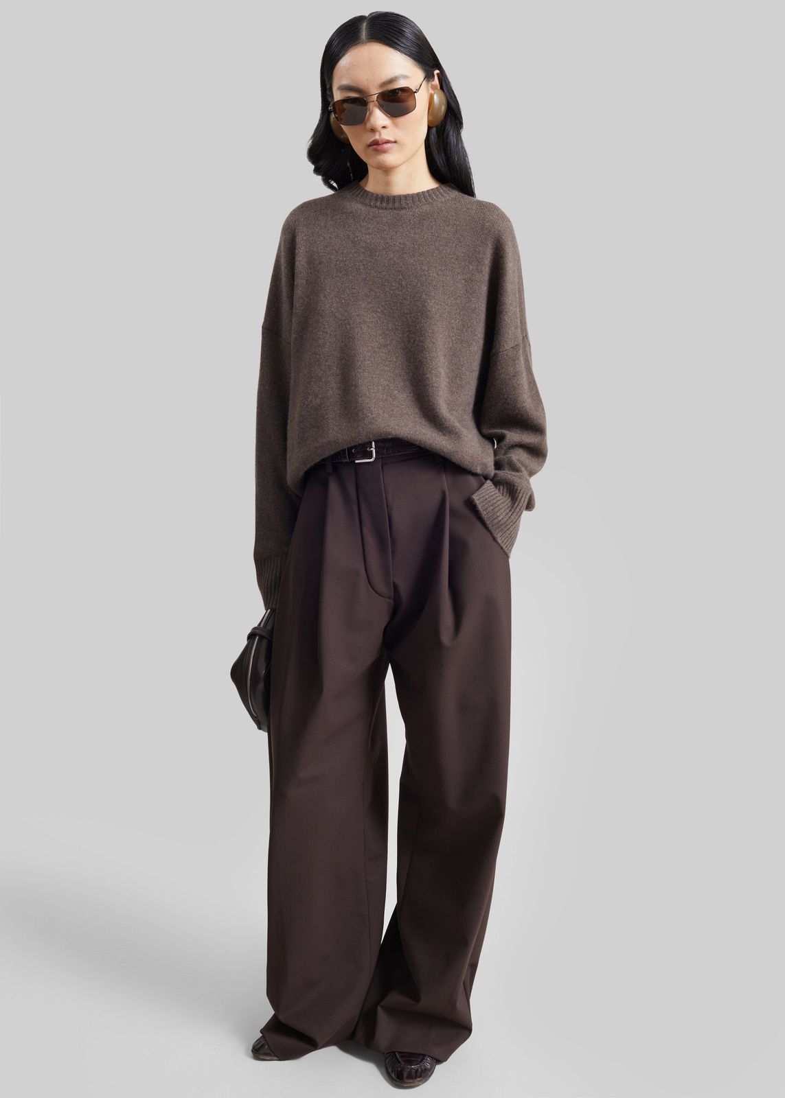 Loulou de Saison Anton Lds Crewneck Sweater - Coffee