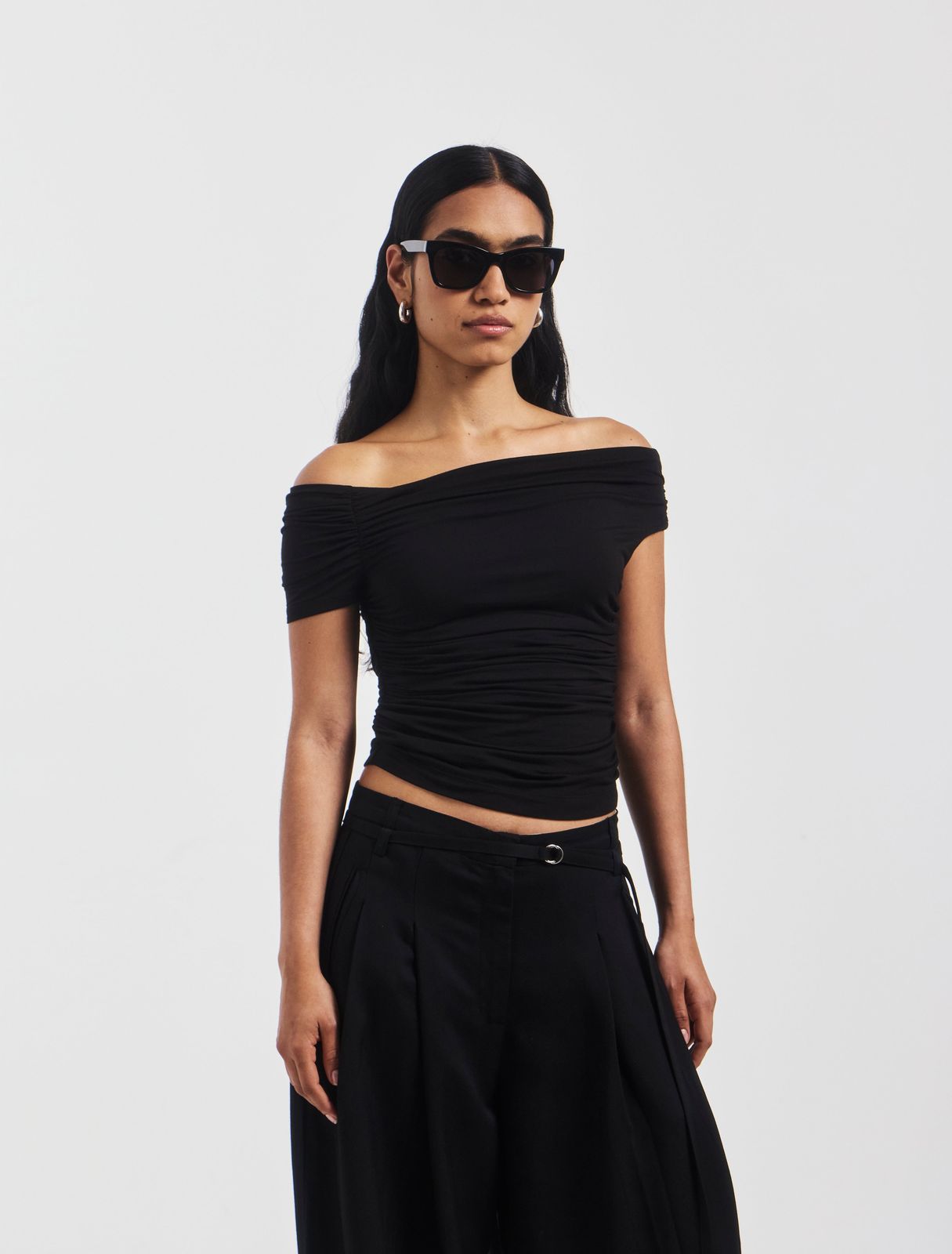 Katie Ruched Top in Black