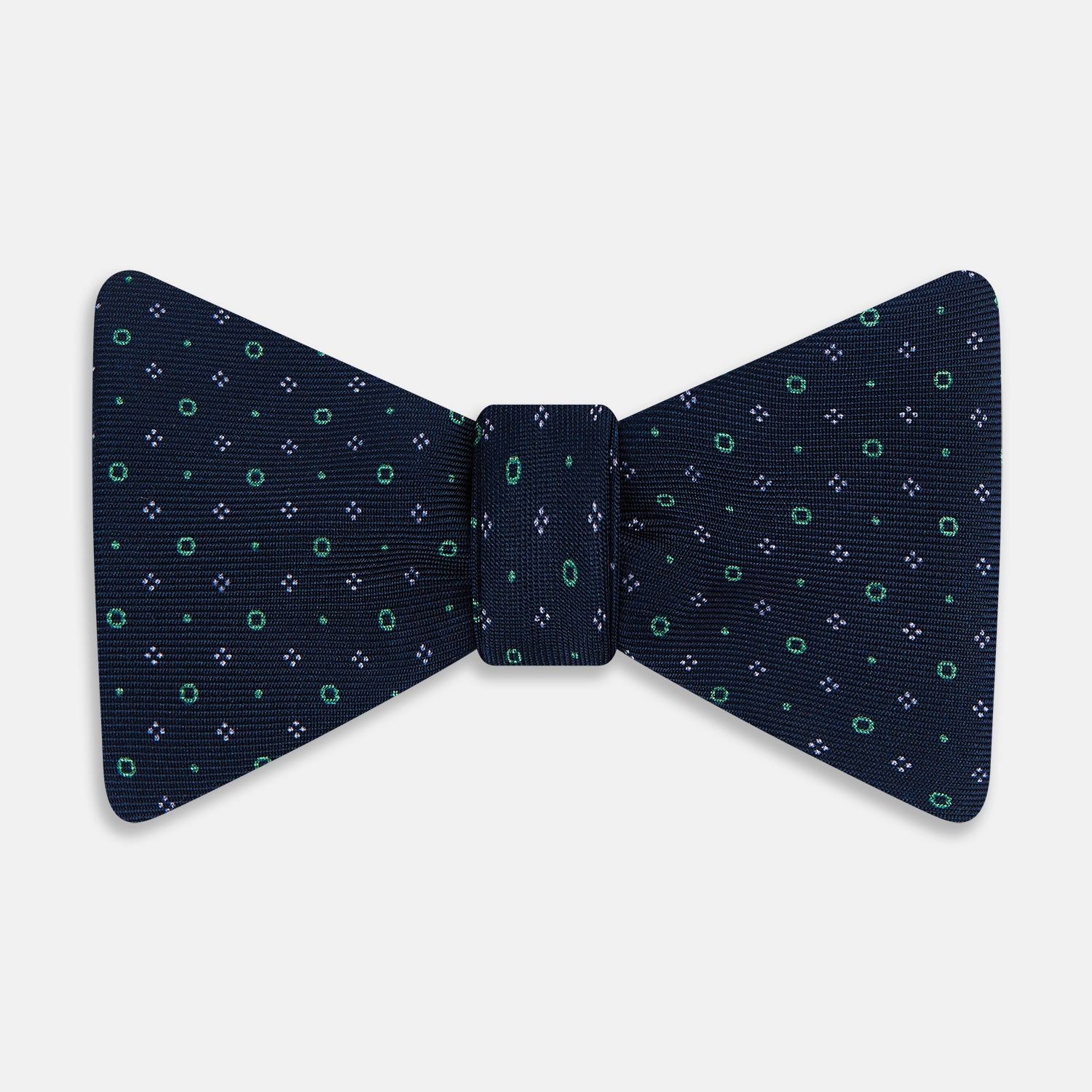 Dark Navy Geometric Pin-Dot Printed Silk Bow Tie