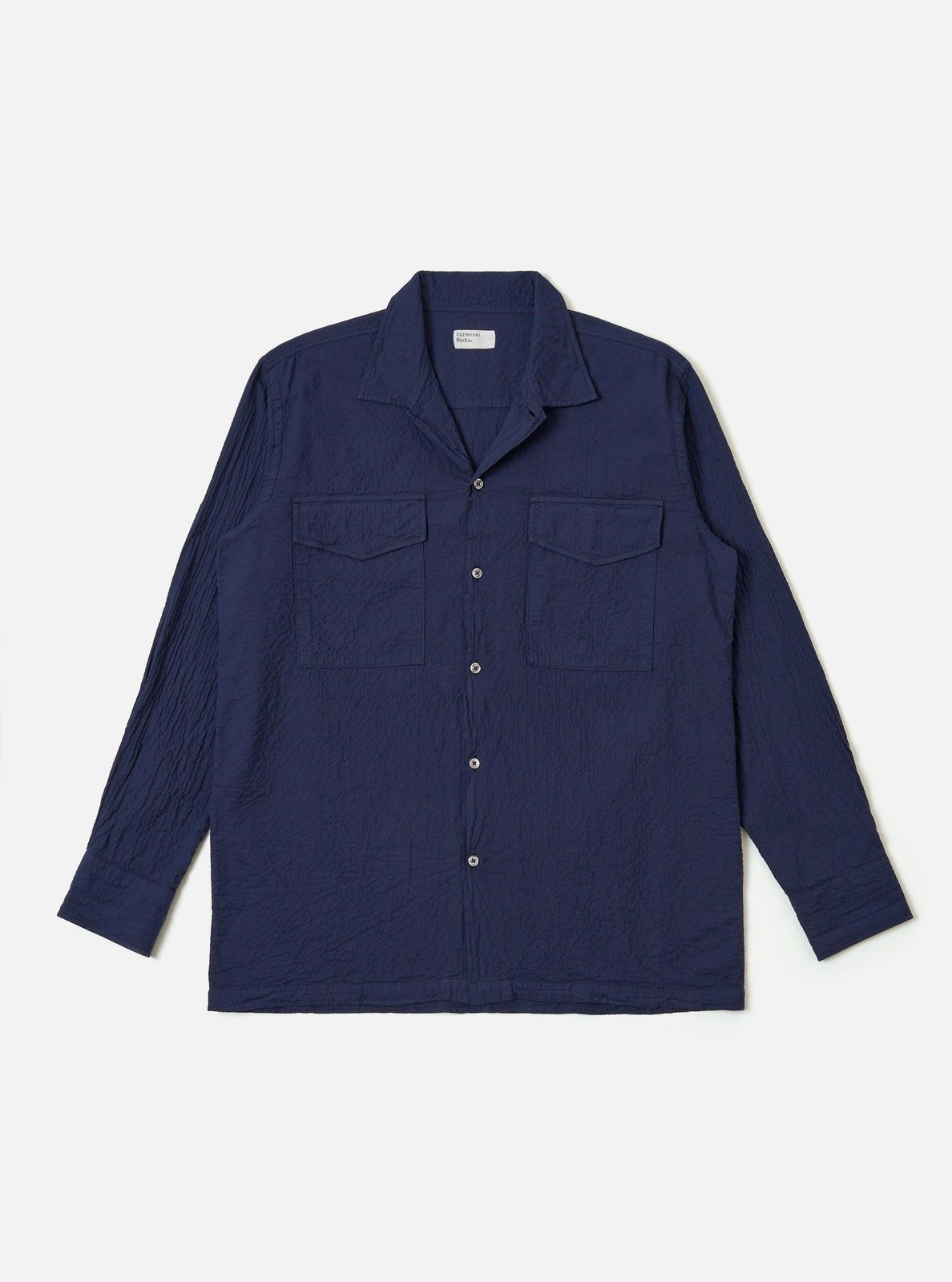 Navy Arten Seersucker Attendant Shirt