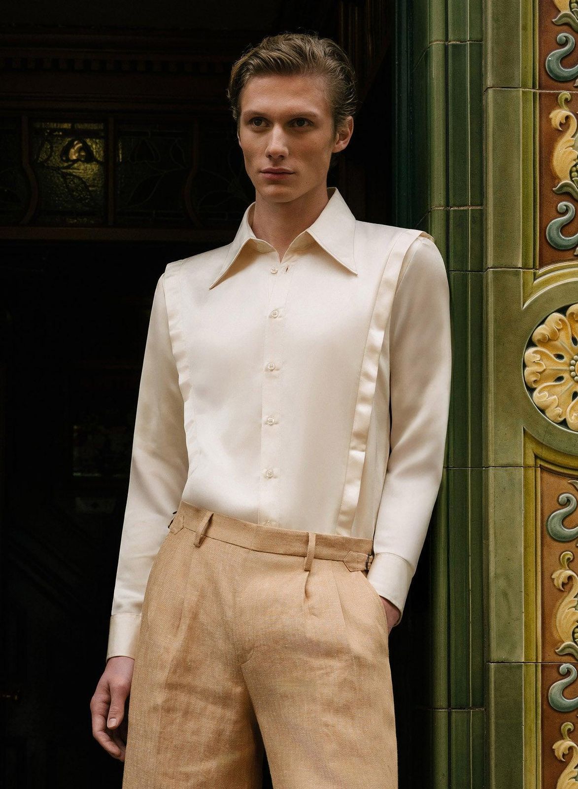 Phix X David Bowie Ivory Satin Bolt Shirt