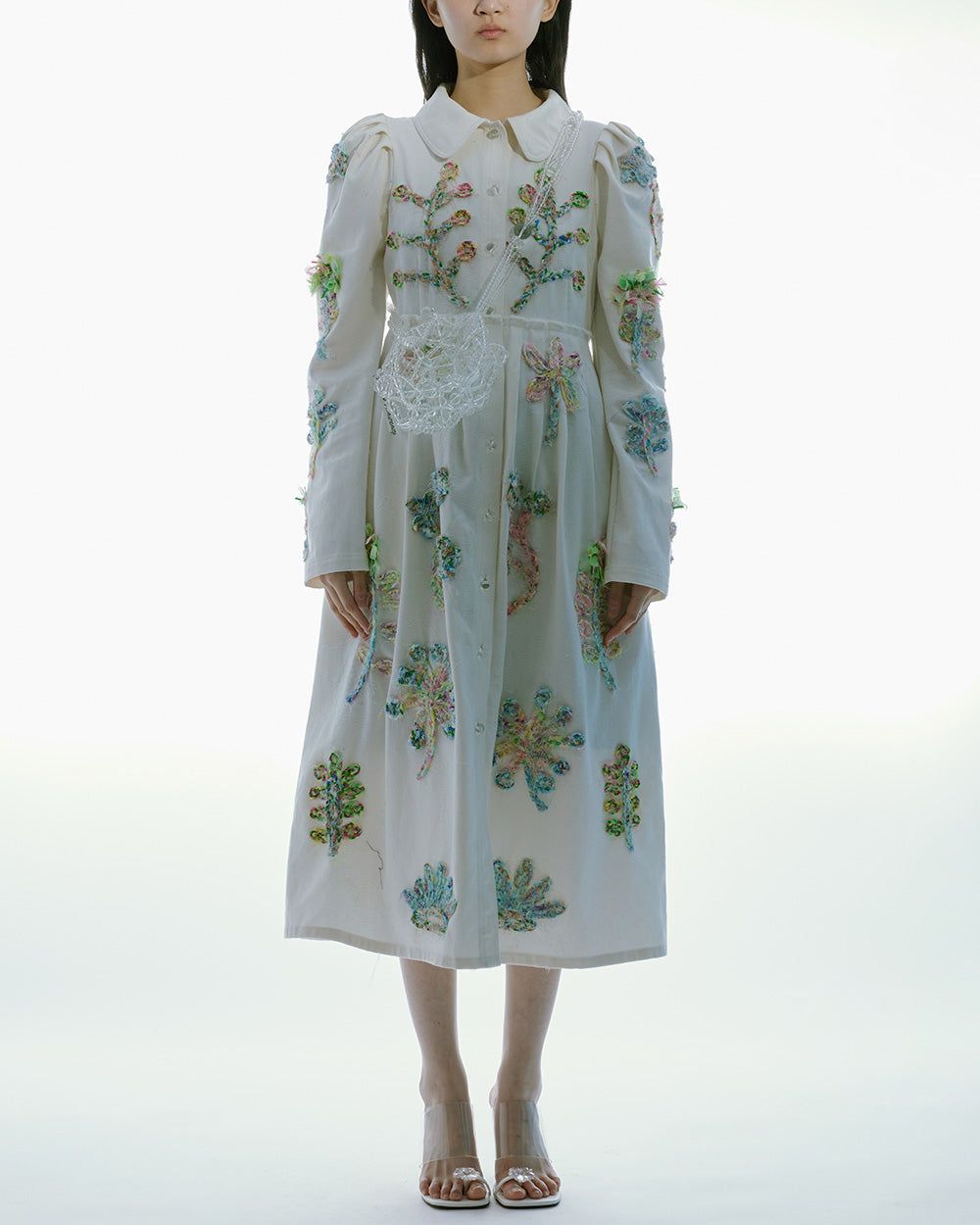 LONG DENIM EMBROIDERY COAT DRESS