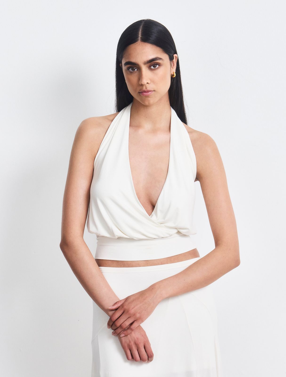 Lenny Wrap Front Halter In Chalk