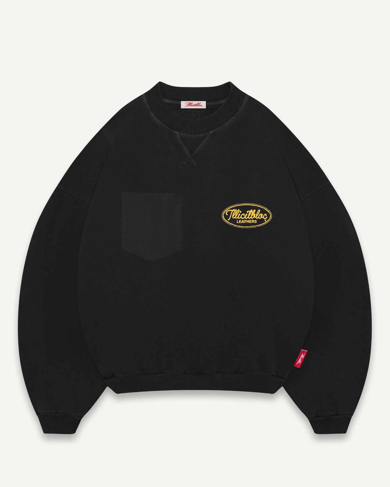 LEATHERS IRONWEAVE™ FADED POCKET SWEATSHIRT - BLACK
