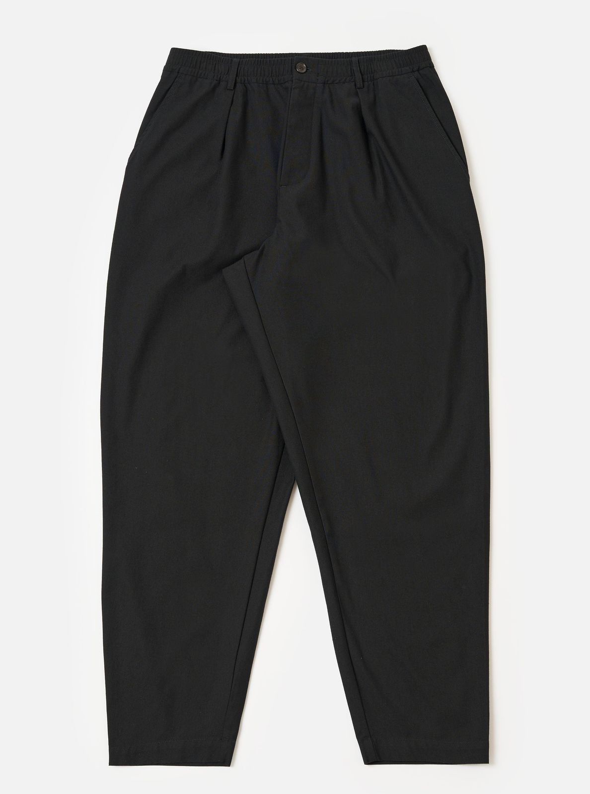 Black Valencia Cotton Pleated Track Pant