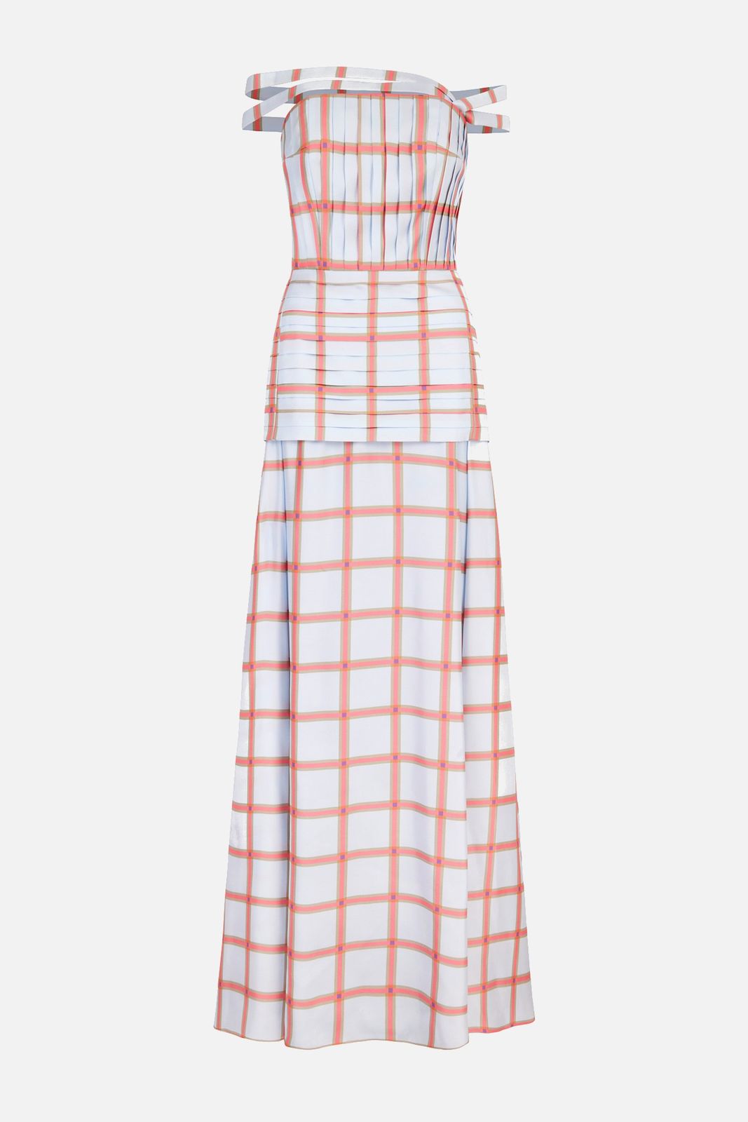 Estella Dress In Blue & Pink Check Silk Twill