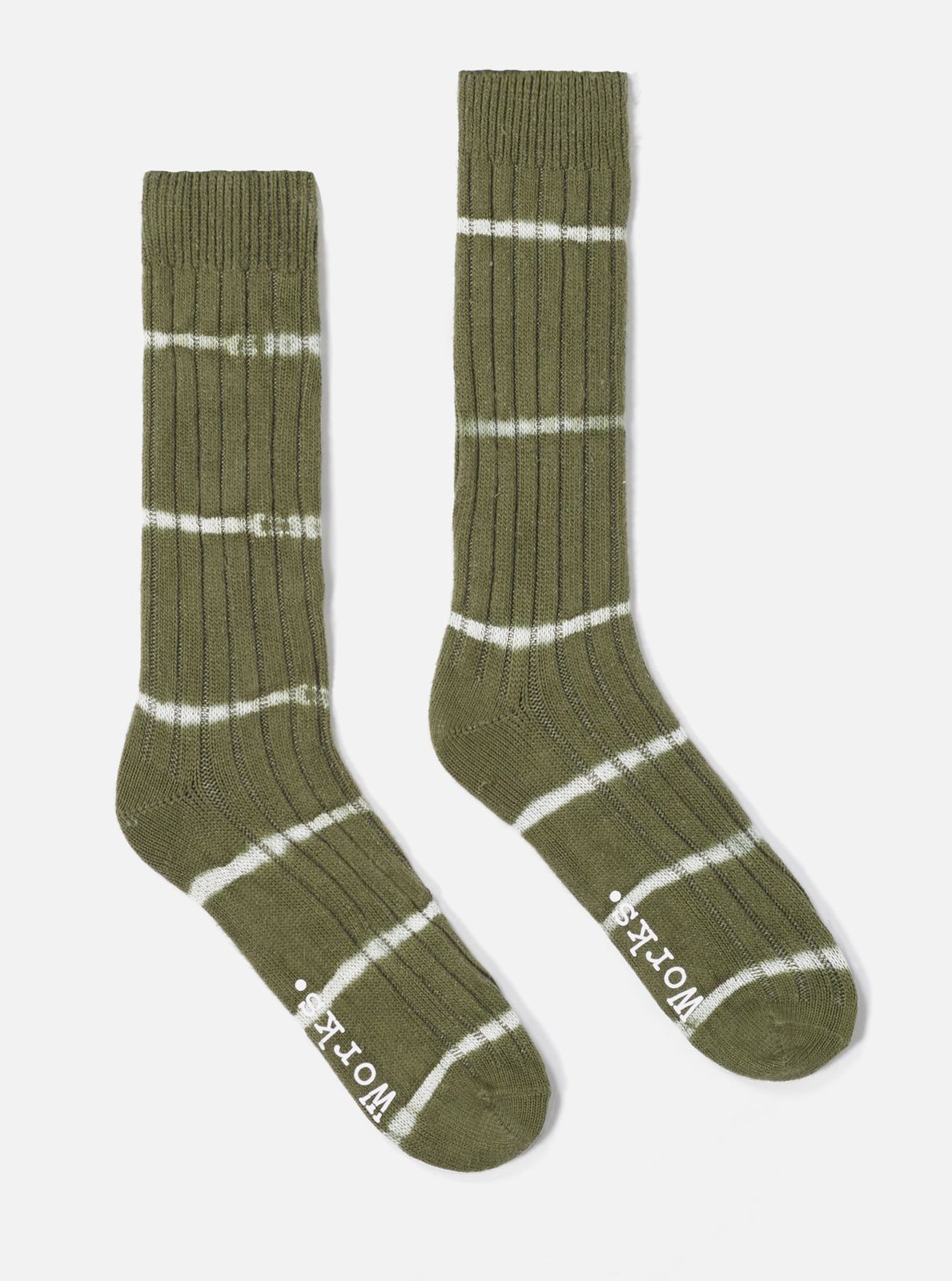 Olive Tie Dye Knit Slub Sock
