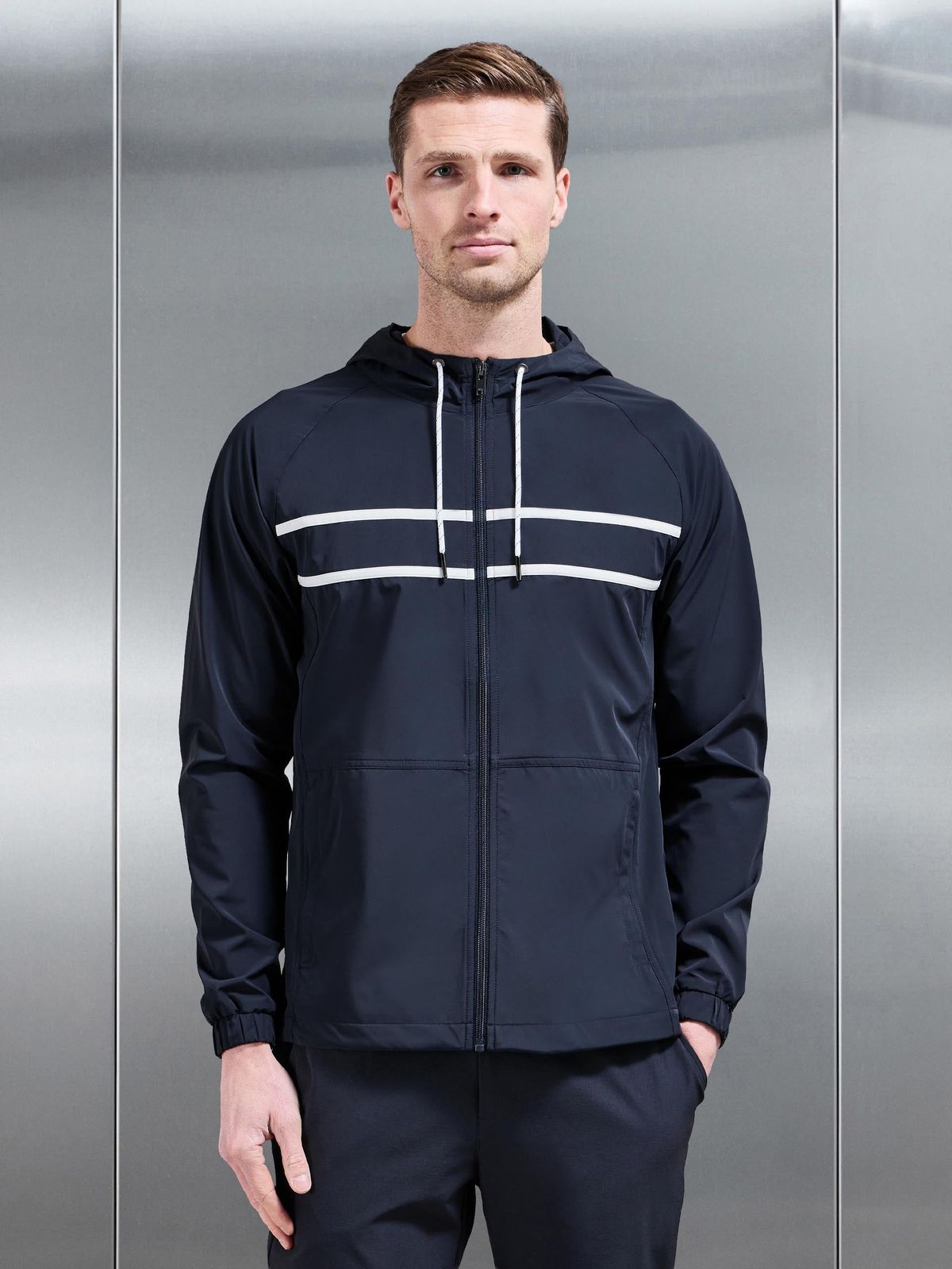 Shell Stripe Windbreaker in Navy