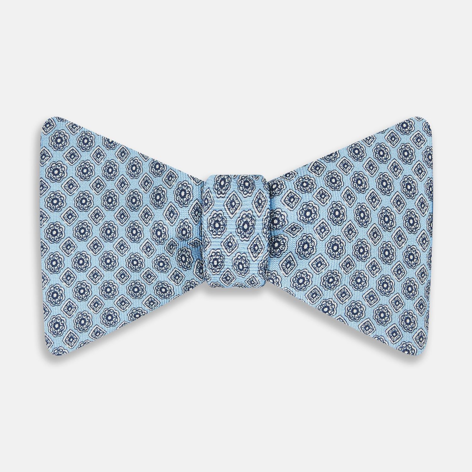 Pale Blue Floral Trellis Silk Bow Tie
