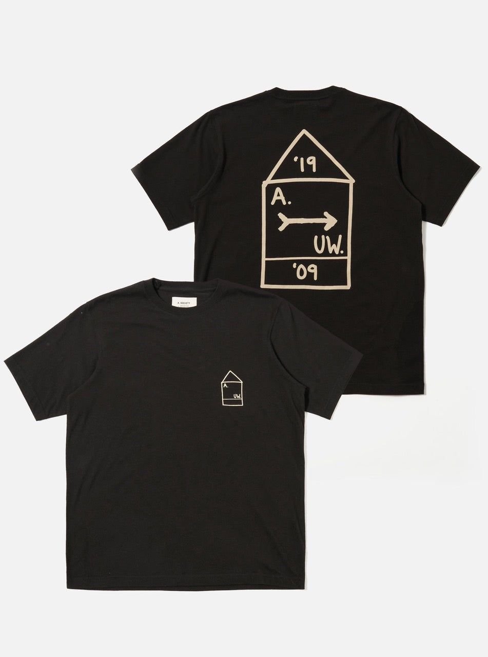 A. SOCIETY x Universal Works Black Single Jersey Print Tee