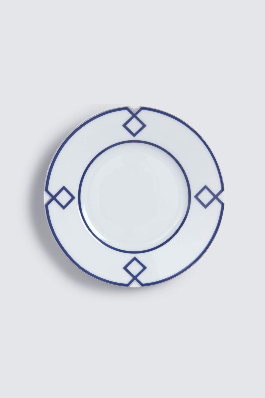 Naples Bread Plate with Navy Geometric Border